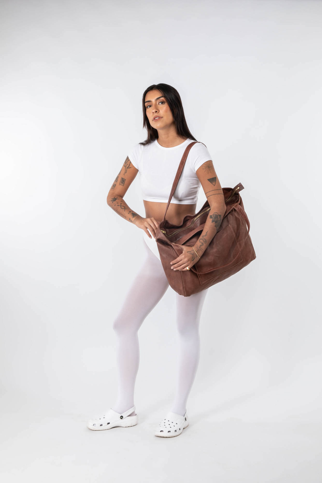 Leather HOBO Bag-Chestnut