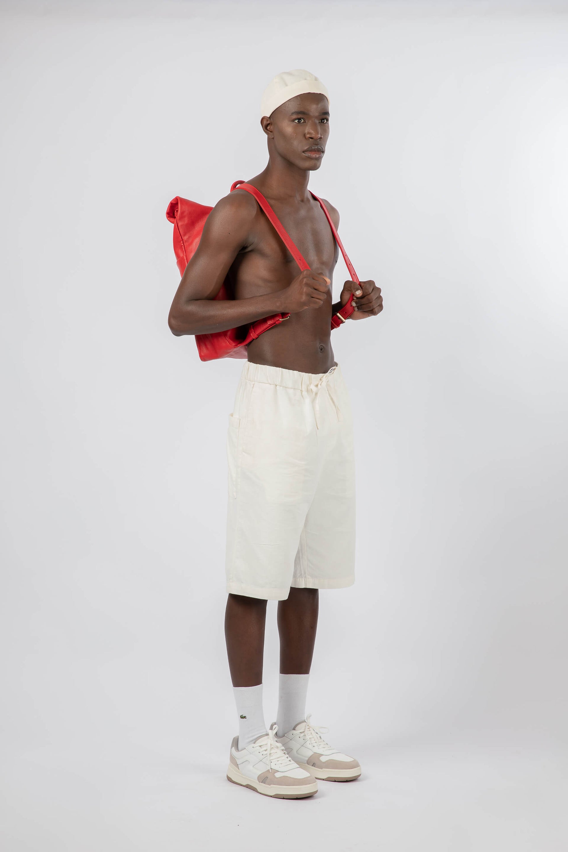 Soft Leather Rolltop Backpack 16" Red
