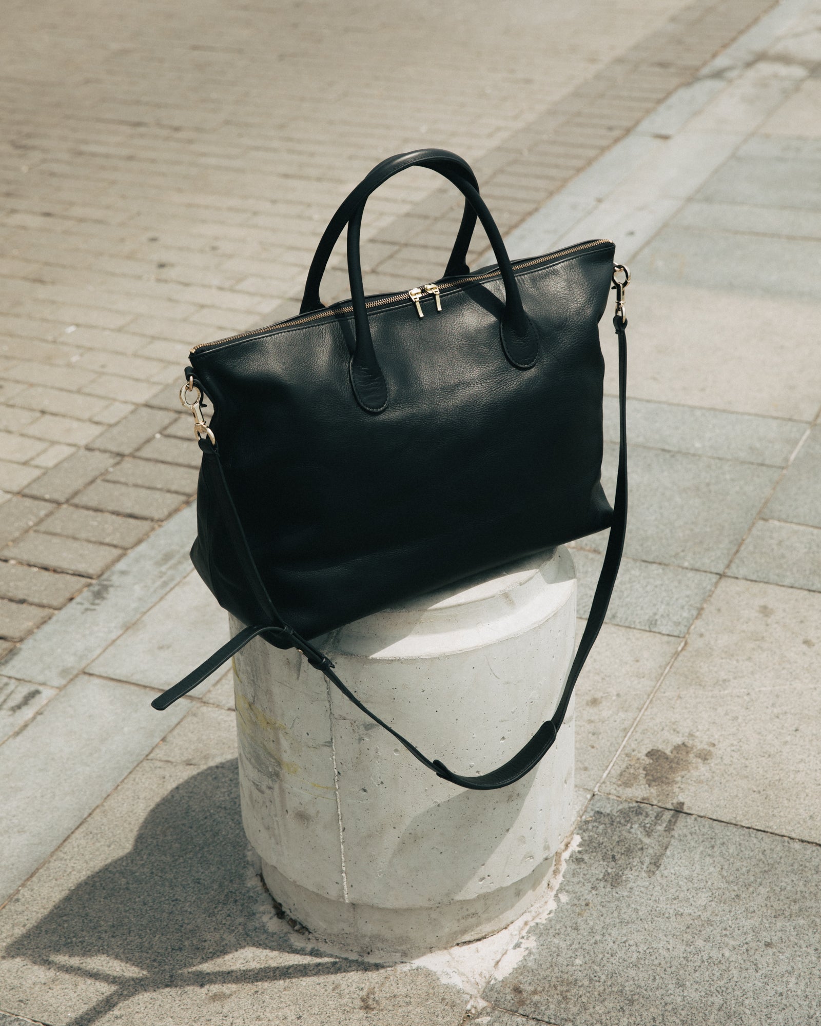 Soft Leather Duffle Bag Black