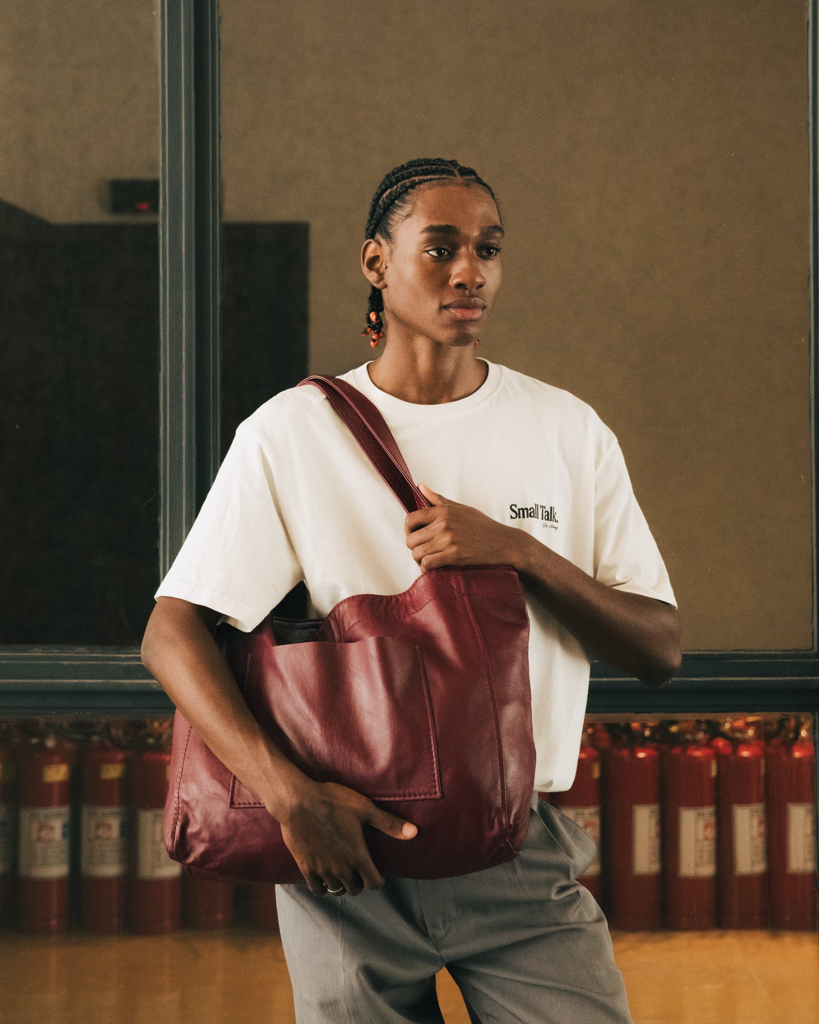 Soft Leather Maxi Tote Oxblood