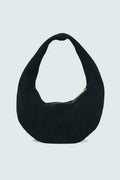 Suede Slouchy Shoulder Bag Black