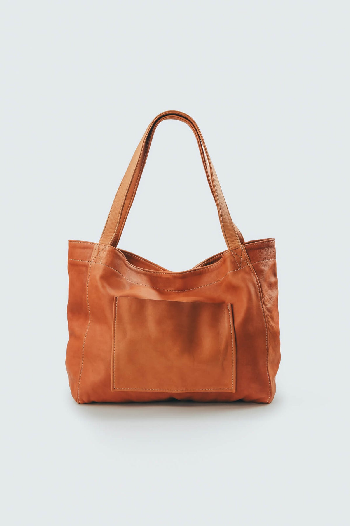 Soft Leather Maxi Tote Cognac