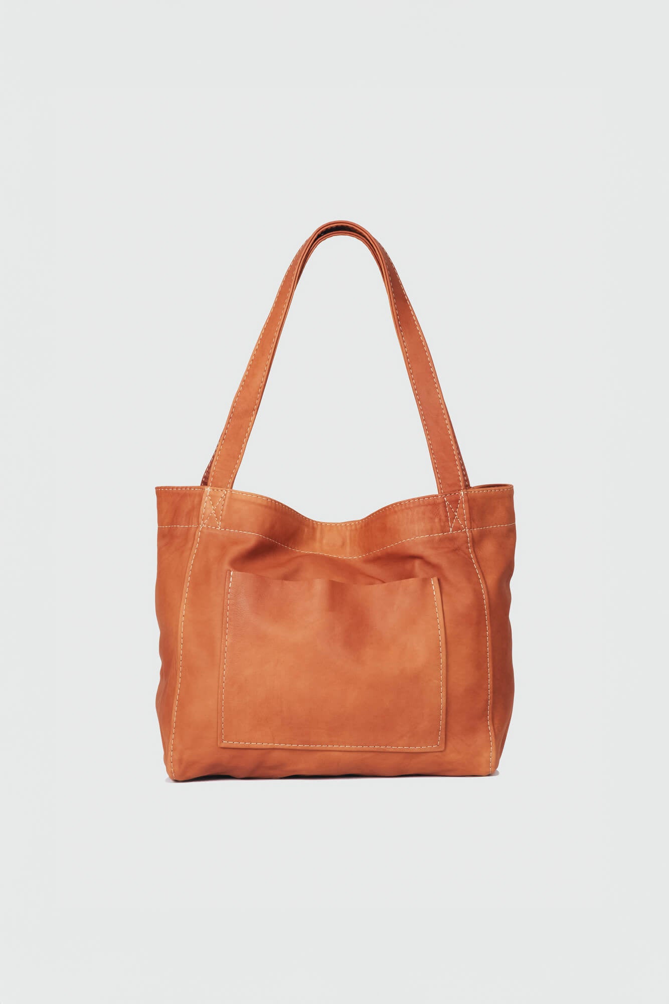 Soft Leather Medium Tote Cognac