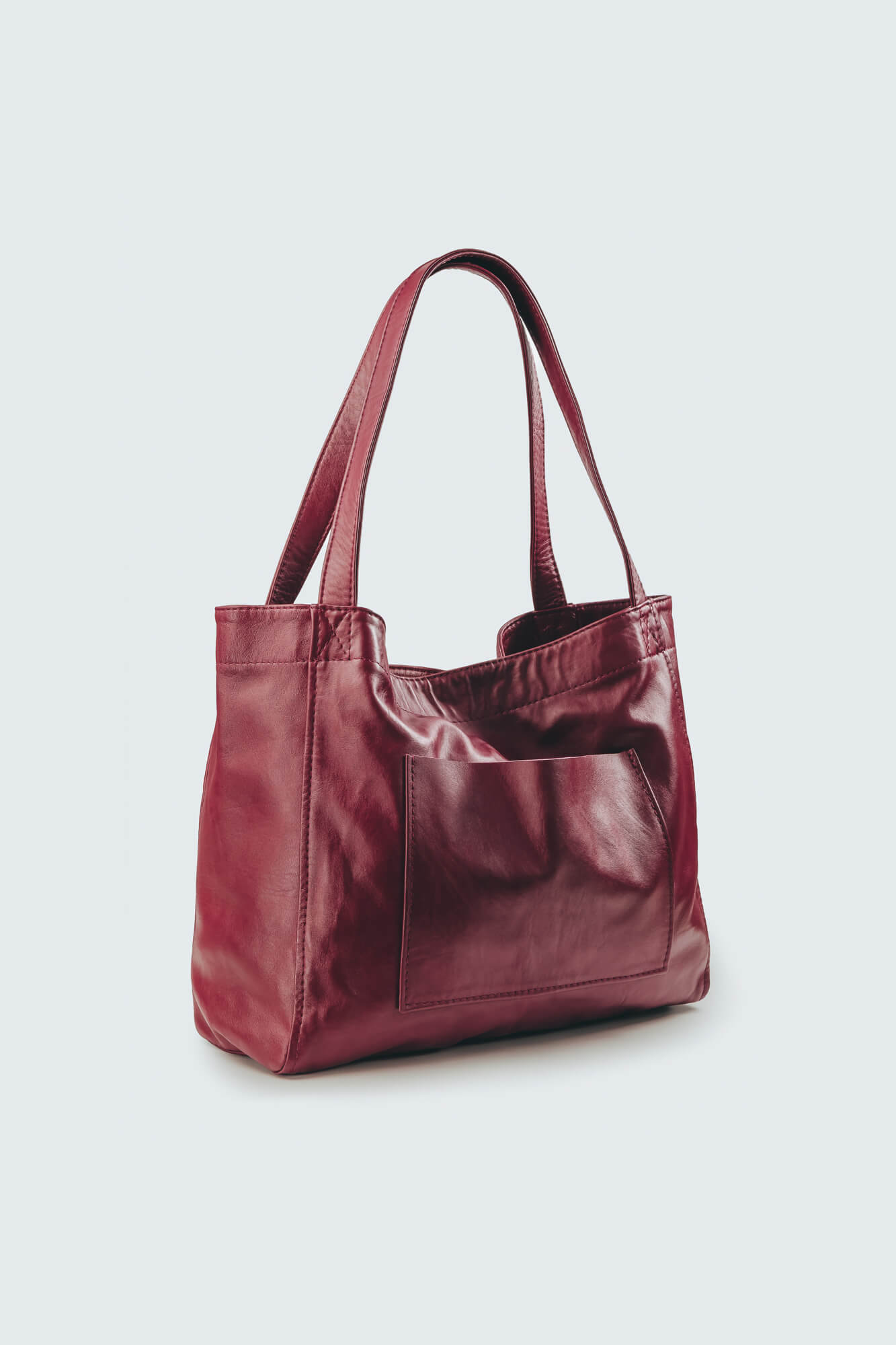 Soft Leather Maxi Tote Oxblood