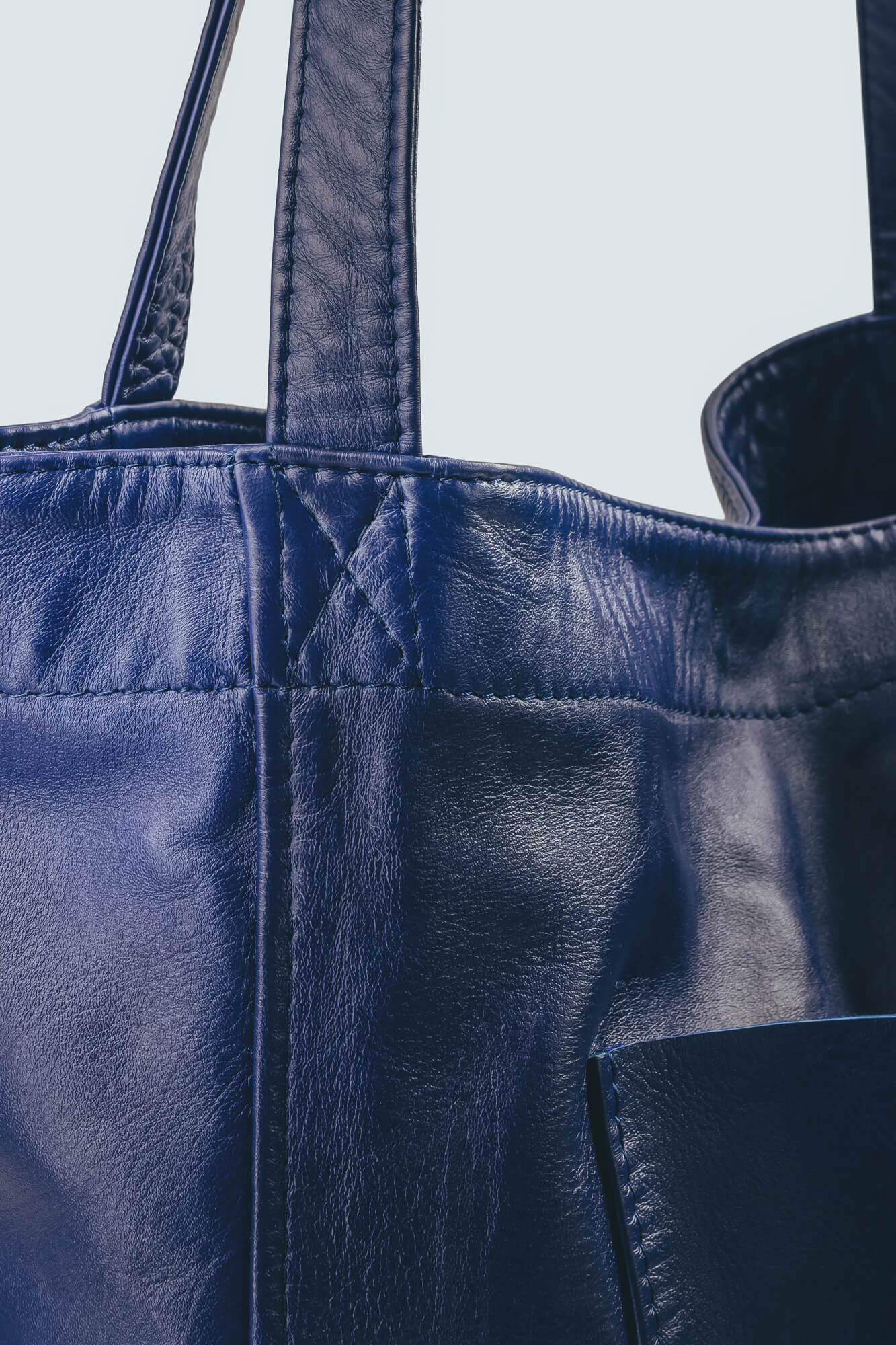 Soft Leather Maxi Tote Deep Blue