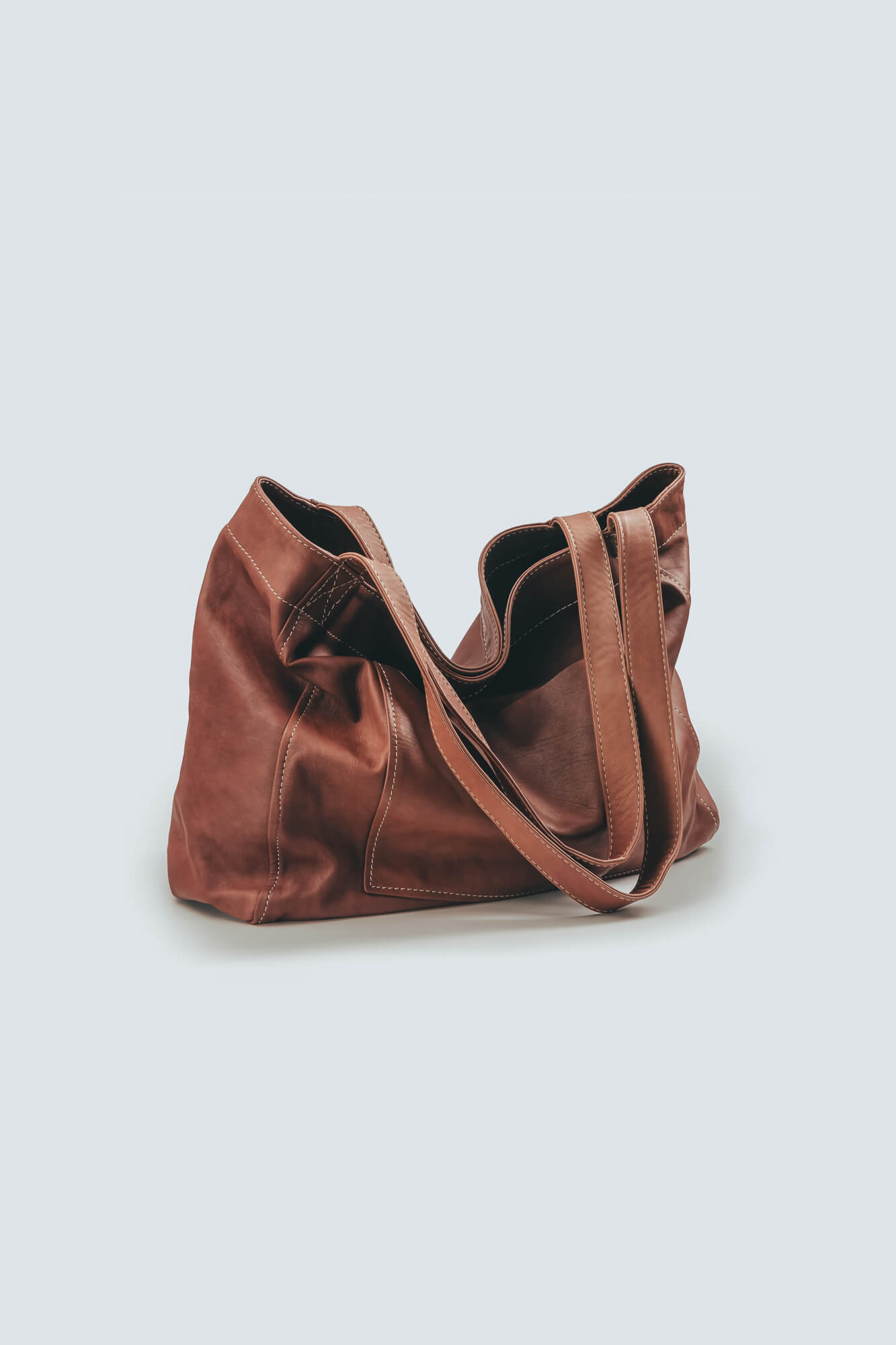 Soft Leather Maxi Tote Chestnut