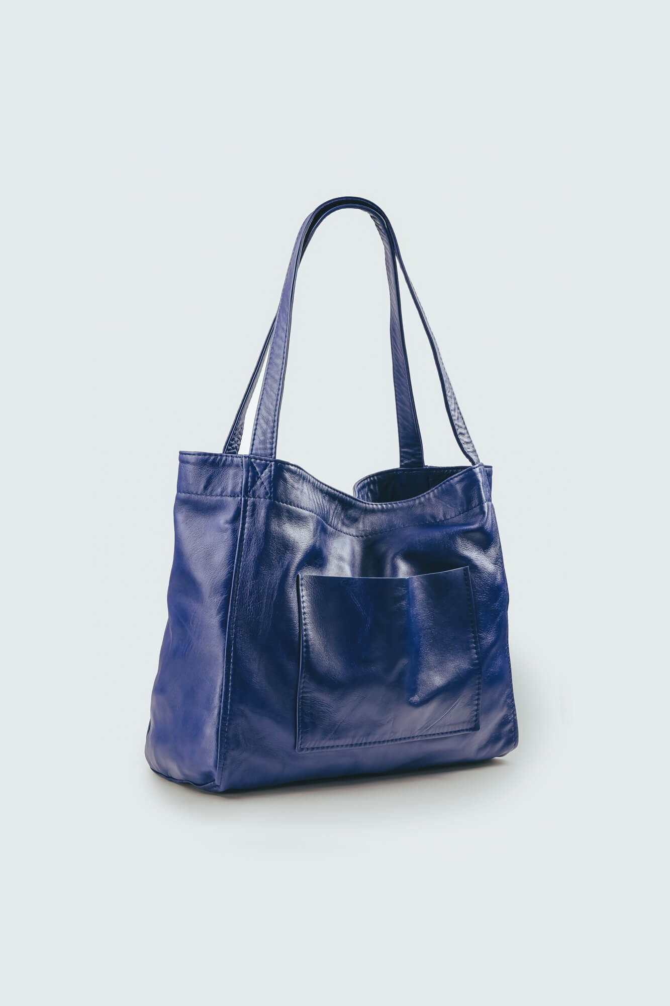 Soft Leather Maxi Tote Deep Blue