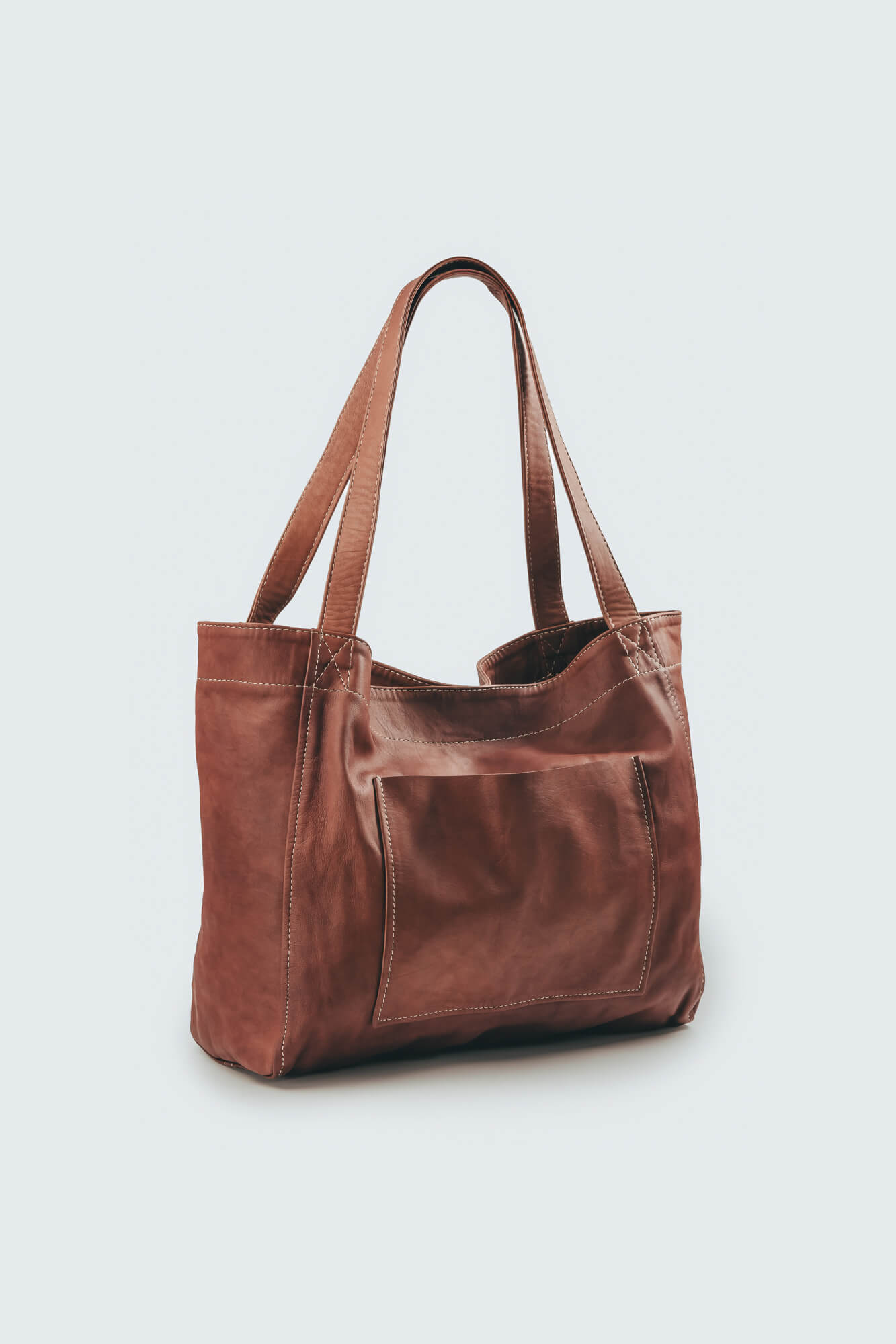 Soft Leather Maxi Tote Chestnut
