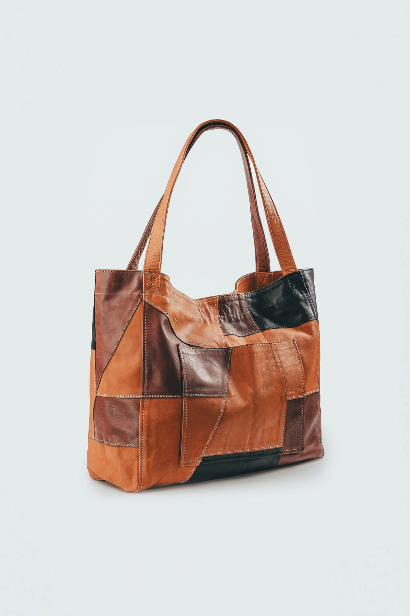 Up-cycled Patchwork Soft Leather Maxi Tote