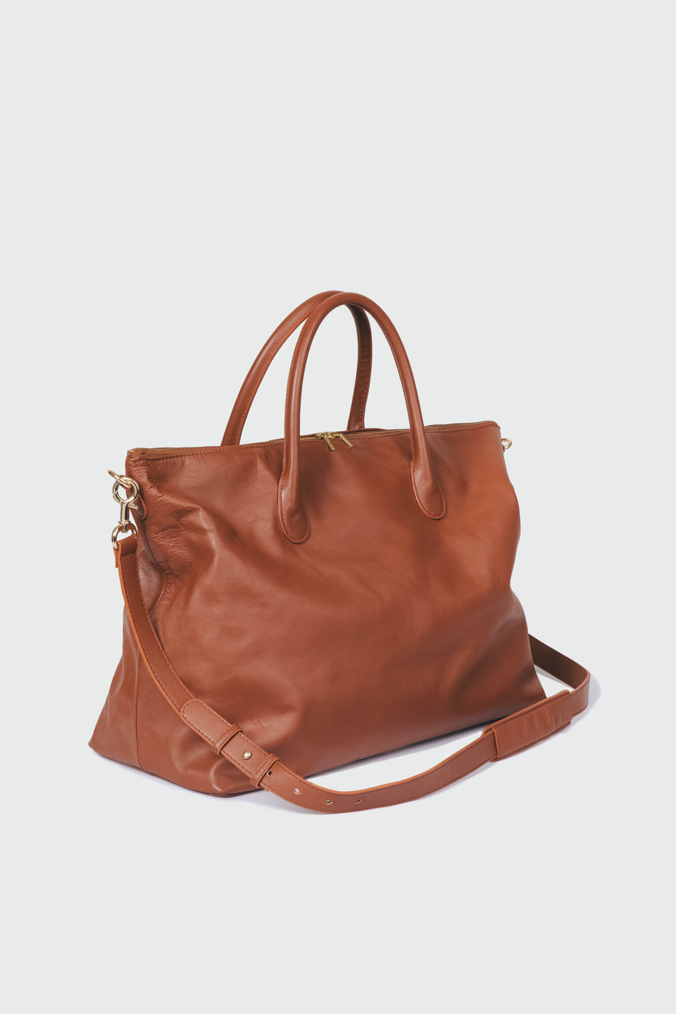 Soft Leather Duffle Bag Cognac