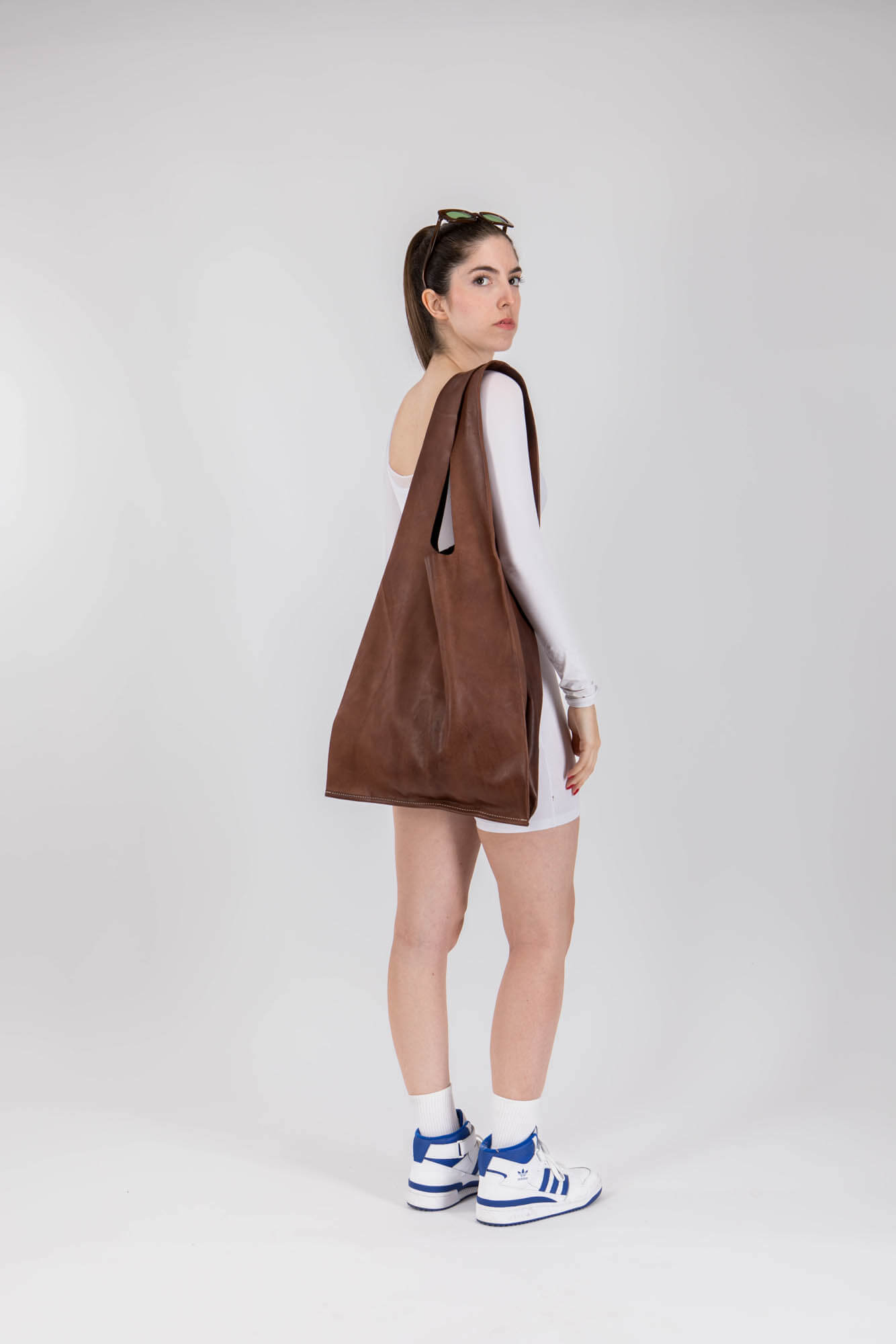 Soft Leather Maxi Market Bag Chestnut