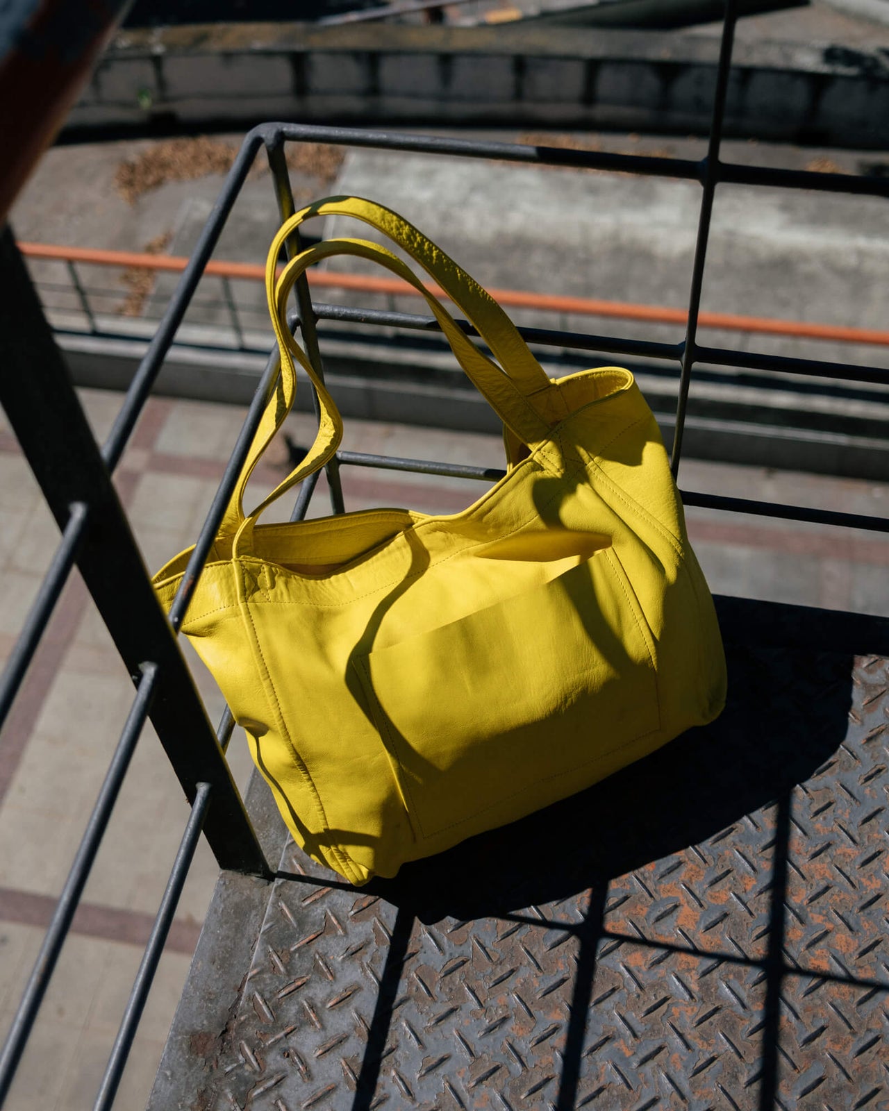 Soft Leather Maxi Tote Yellow