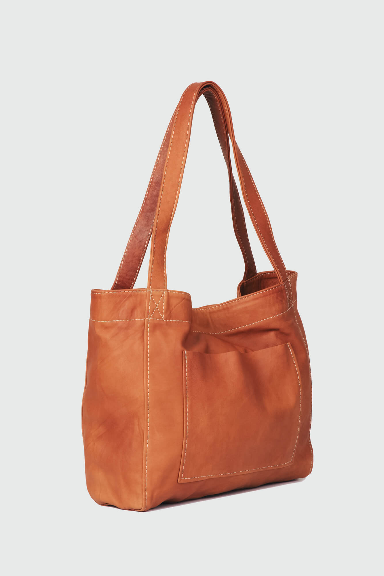 Soft Leather Medium Tote Cognac