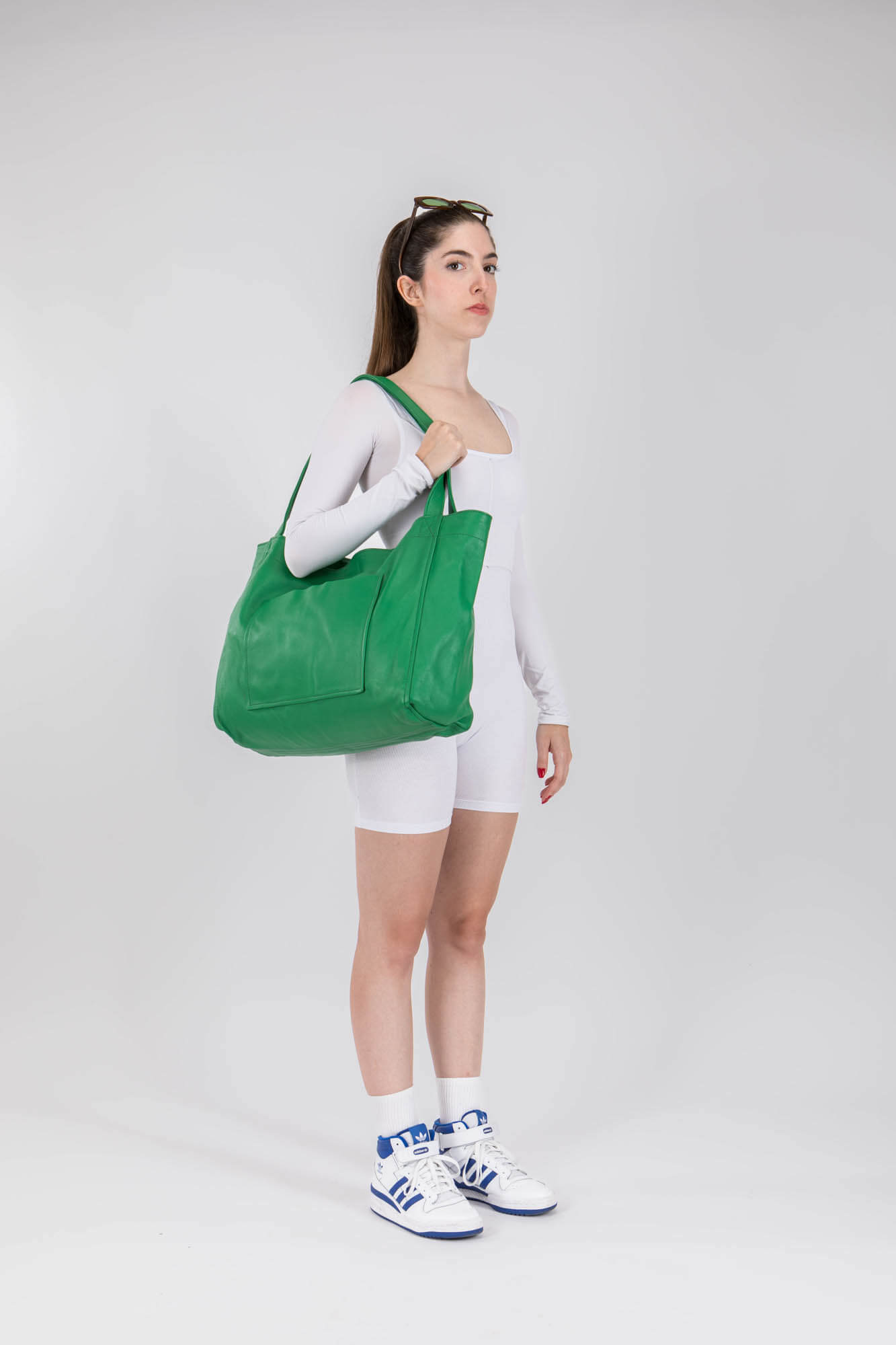 Soft Leather Maxi Tote Green