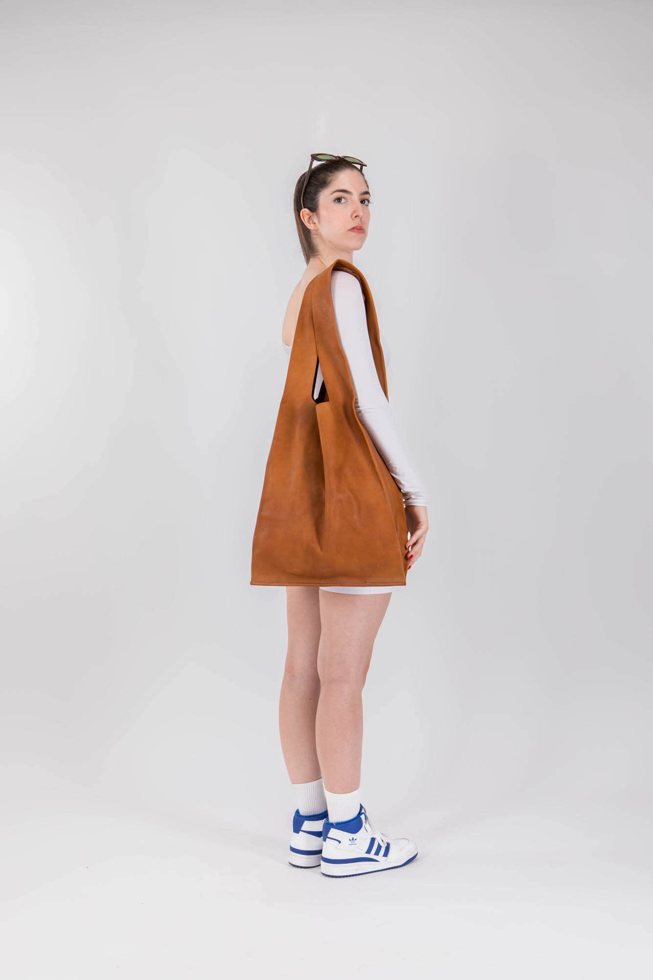Soft Leather Maxi Market Bag Cognac