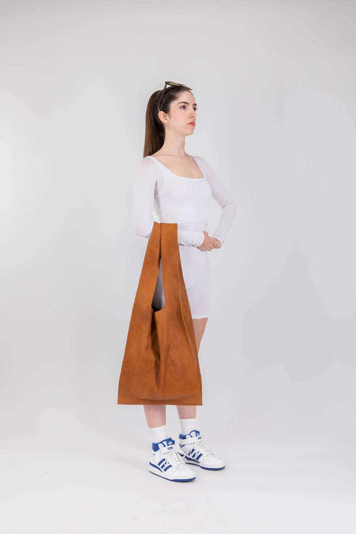 Soft Leather Maxi Market Bag Cognac