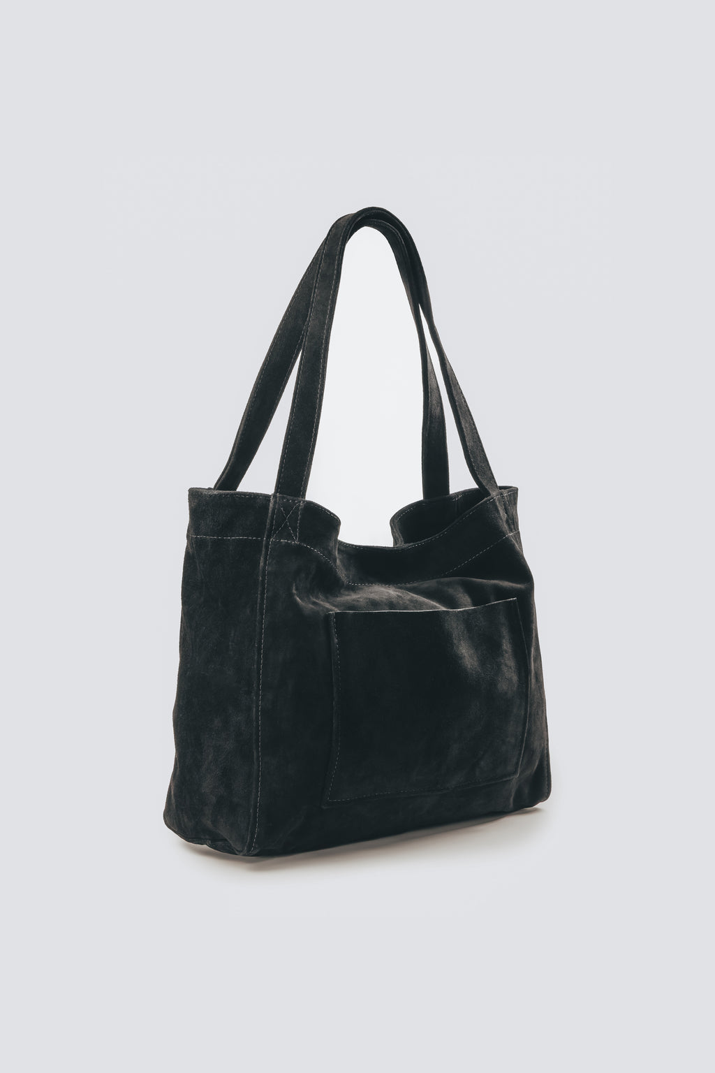 Suede Leather Medium Tote Black