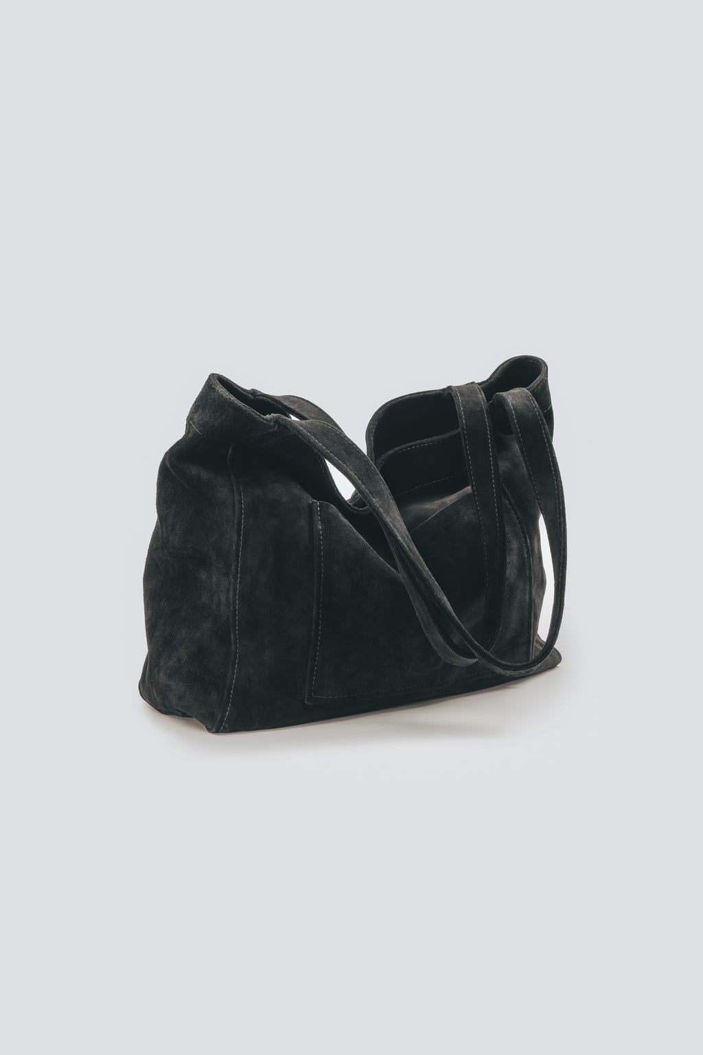 Suede Leather Medium Tote Black