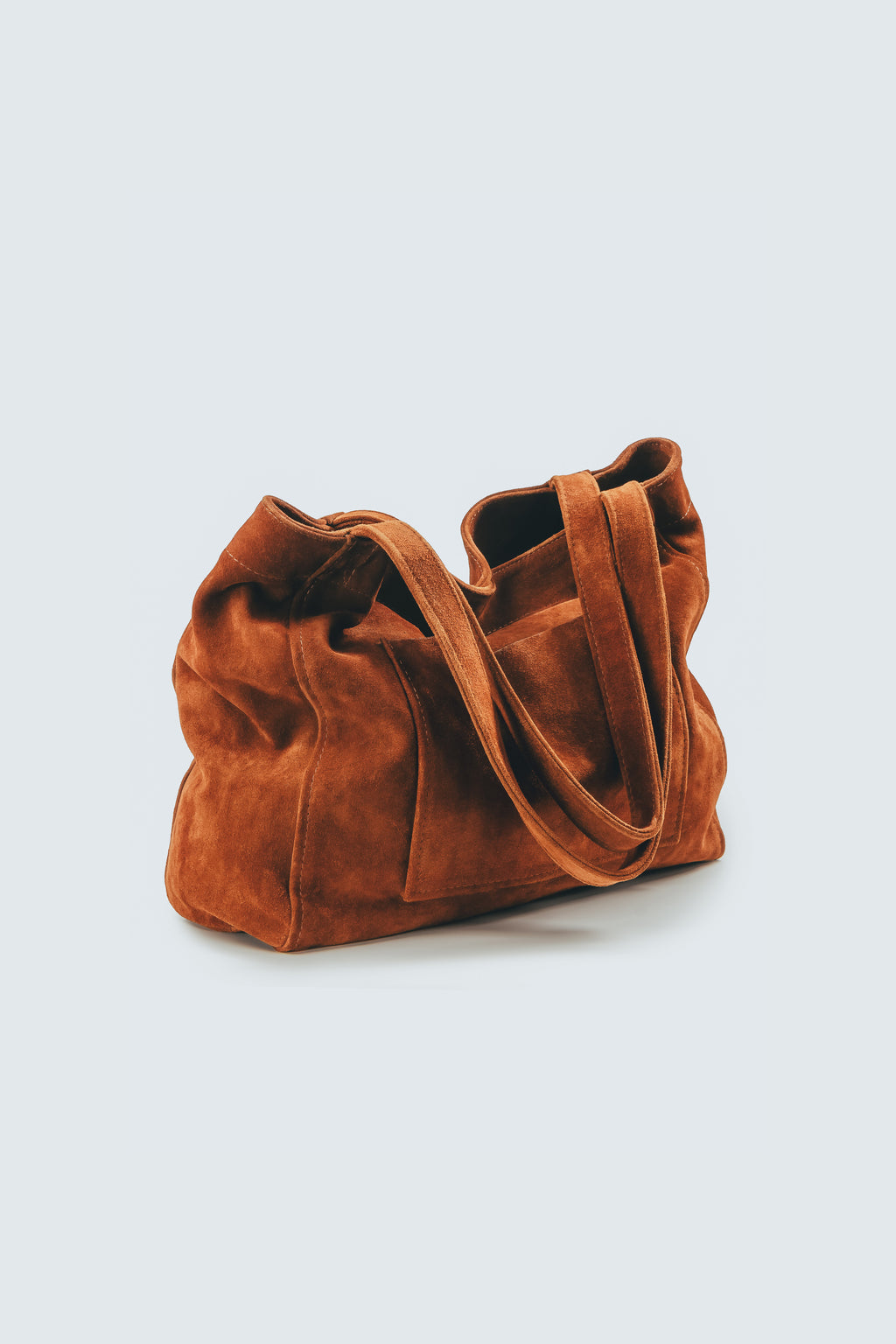 Suede Leather Medium Tote Cognac