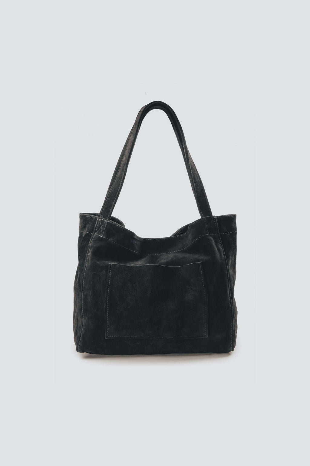Suede Leather Medium Tote Black