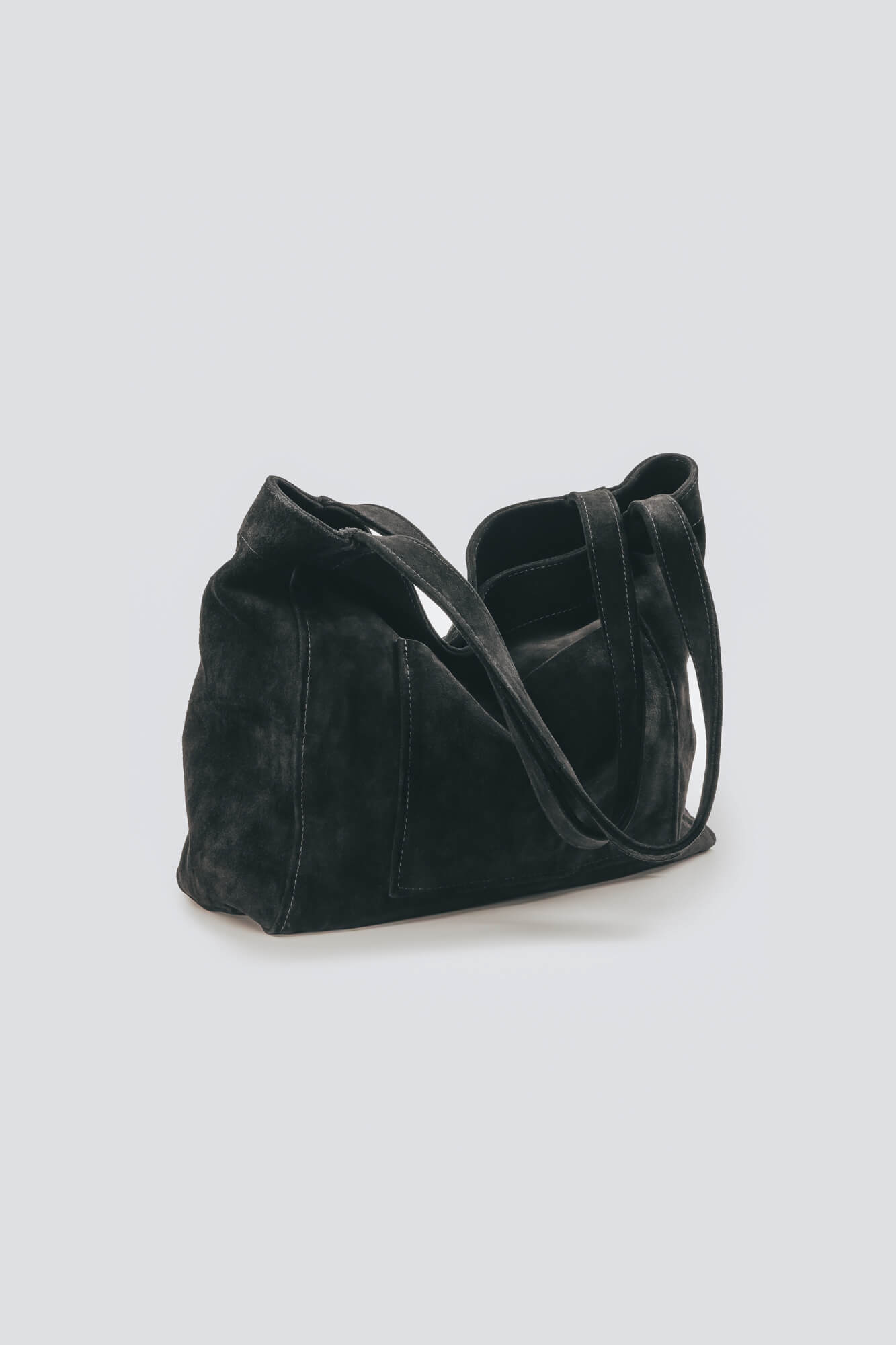 Suede Leather Maxi Tote Black