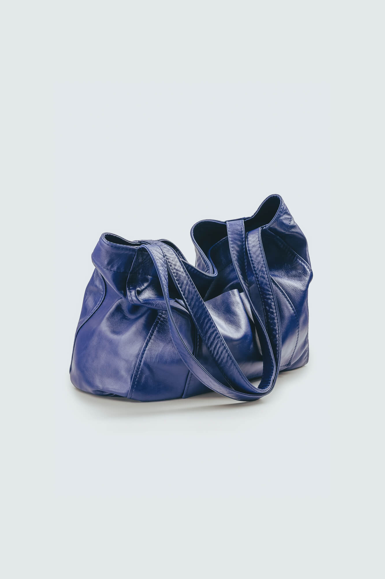 Soft Leather Maxi Tote Deep Blue