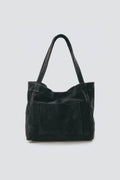 Suede Leather Maxi Tote Black