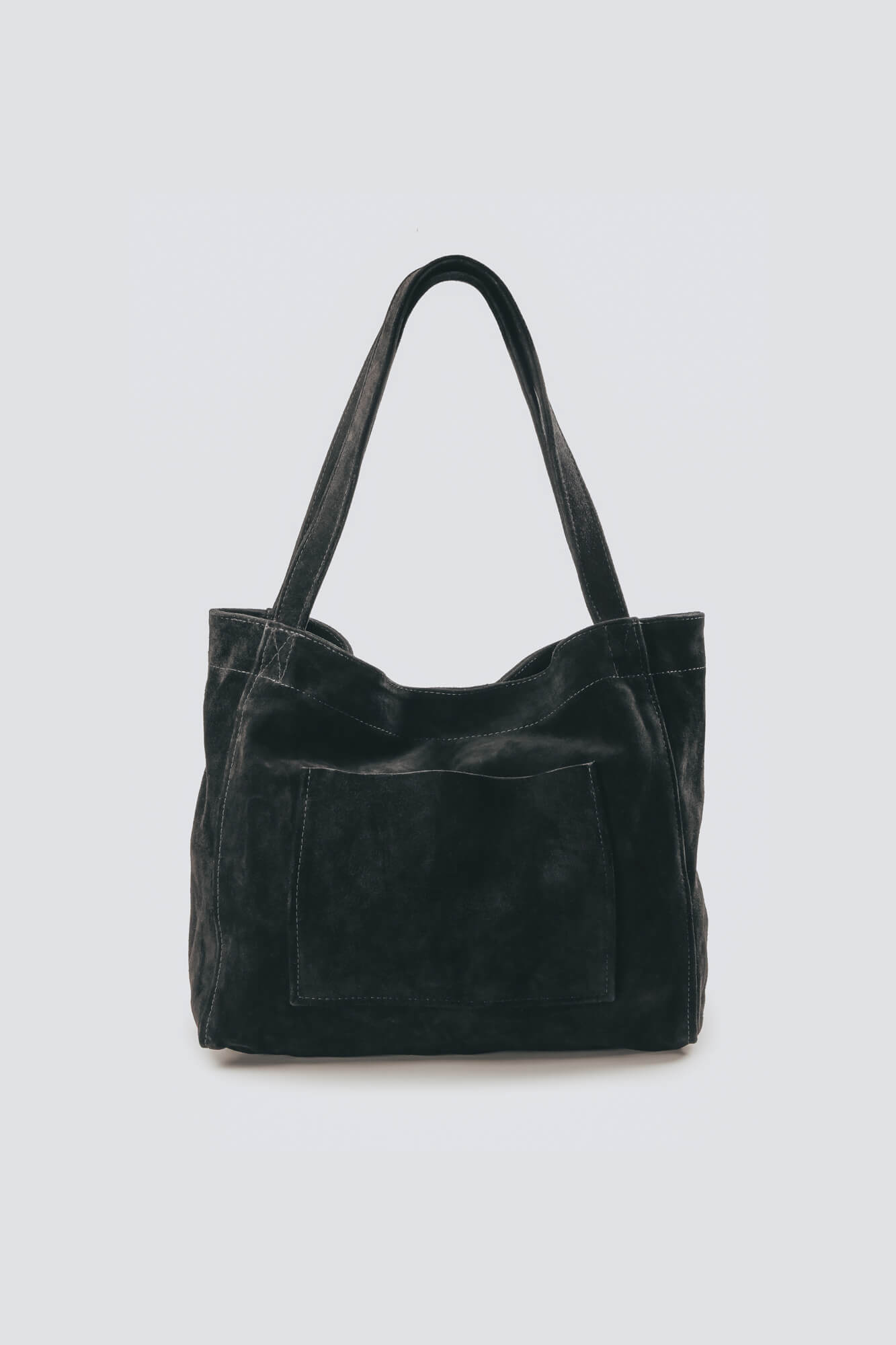Suede Leather Maxi Tote Black