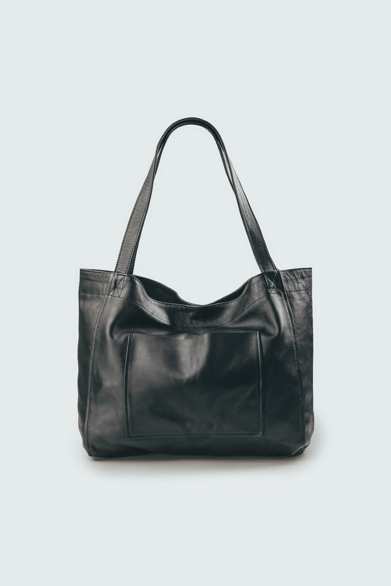 Soft Leather Maxi Tote Black