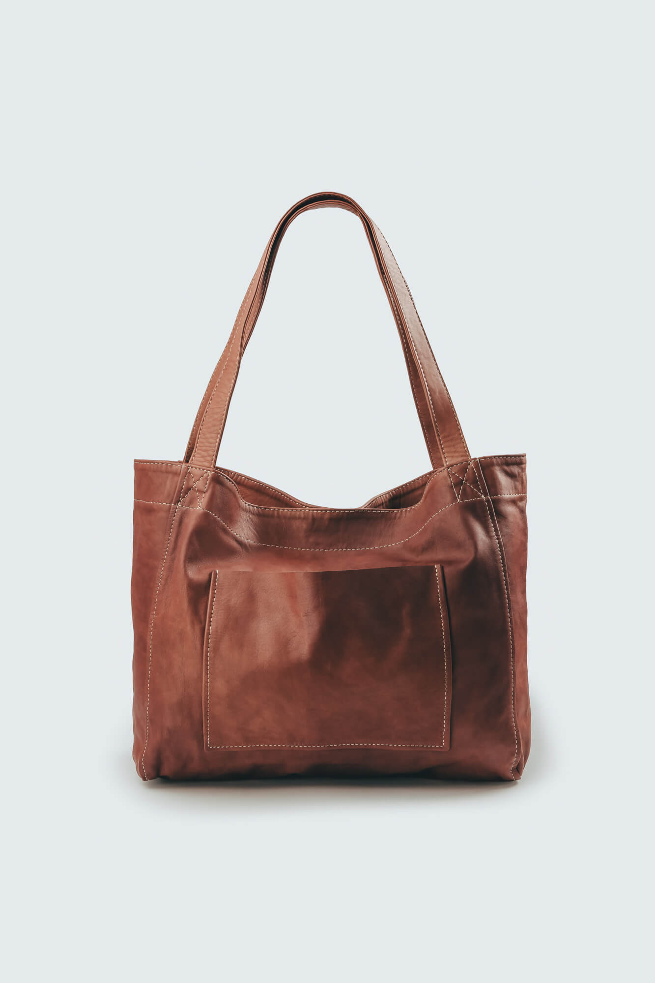 Soft Leather Maxi Tote Chestnut