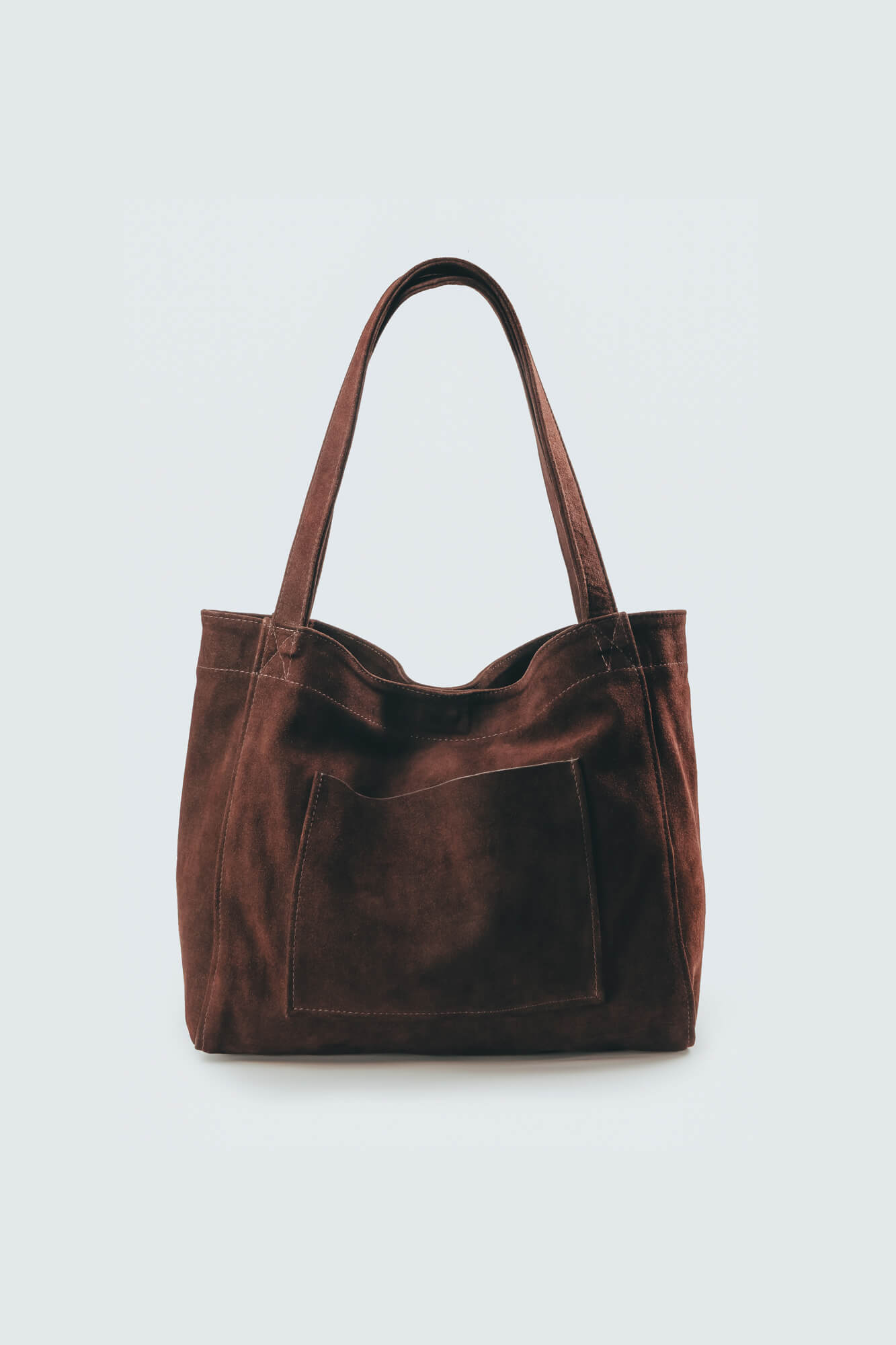 Suede Leather Maxi Tote Chestnut