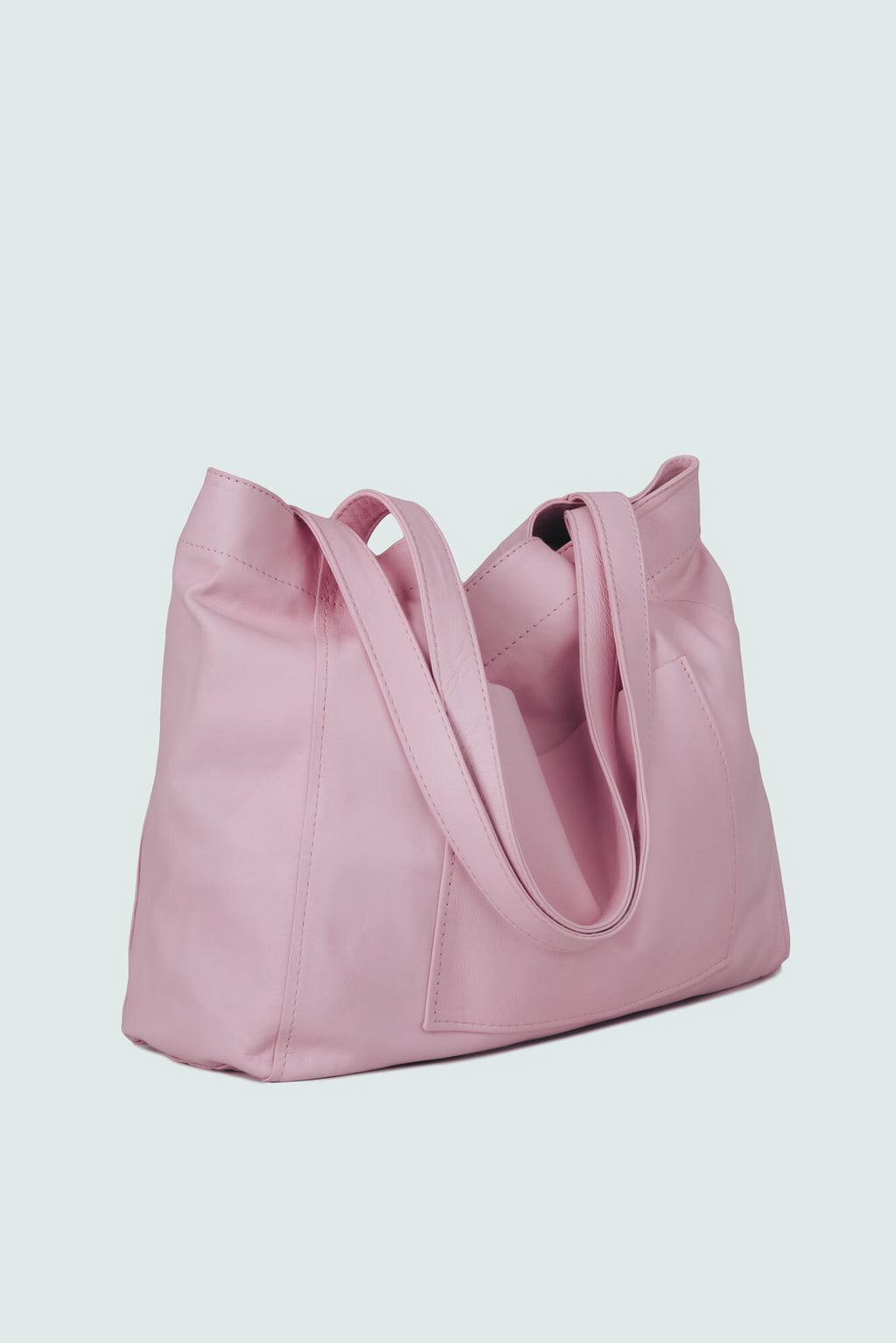 Soft Leather Maxi Tote Powder Pink
