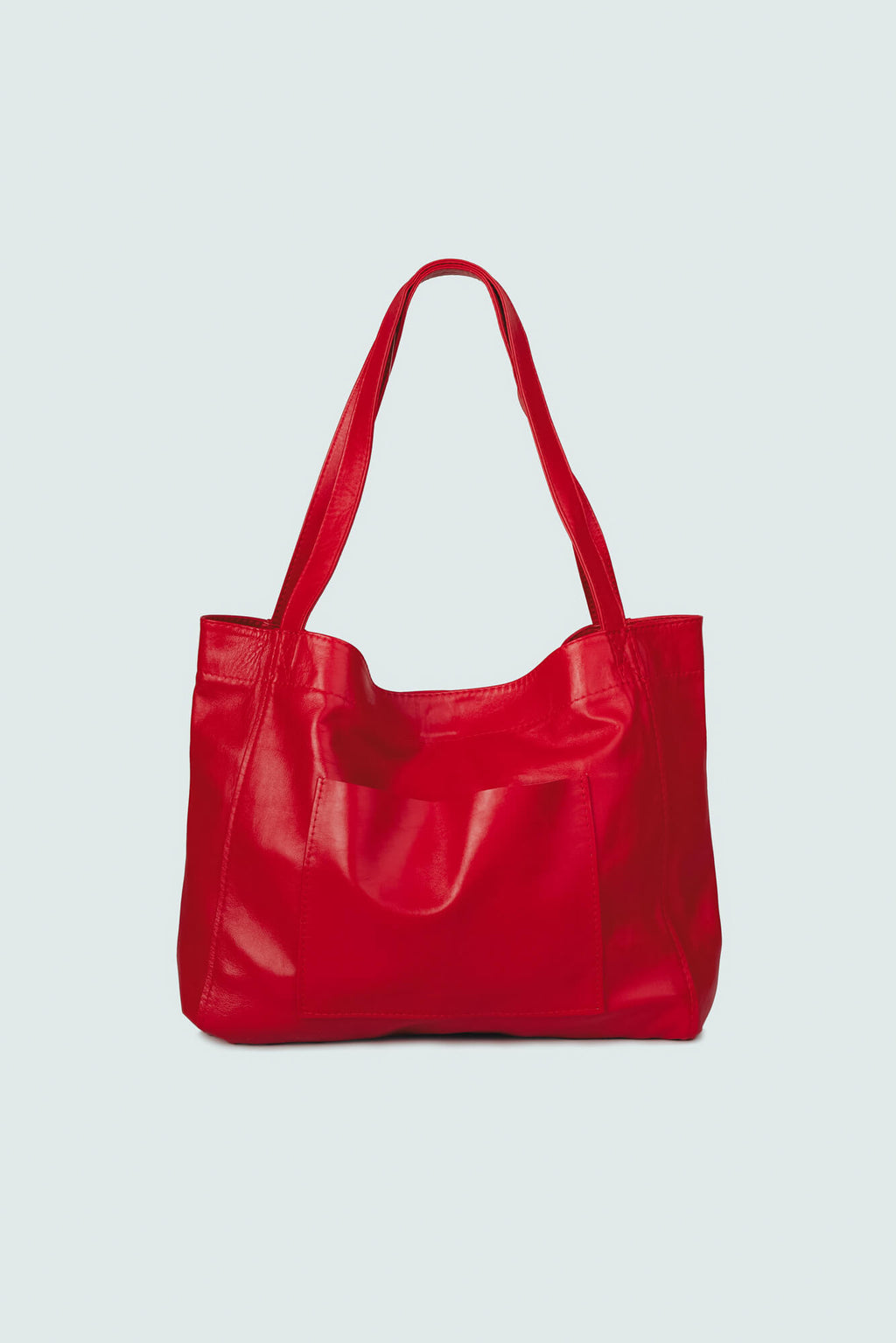 Soft Leather Maxi Tote Red