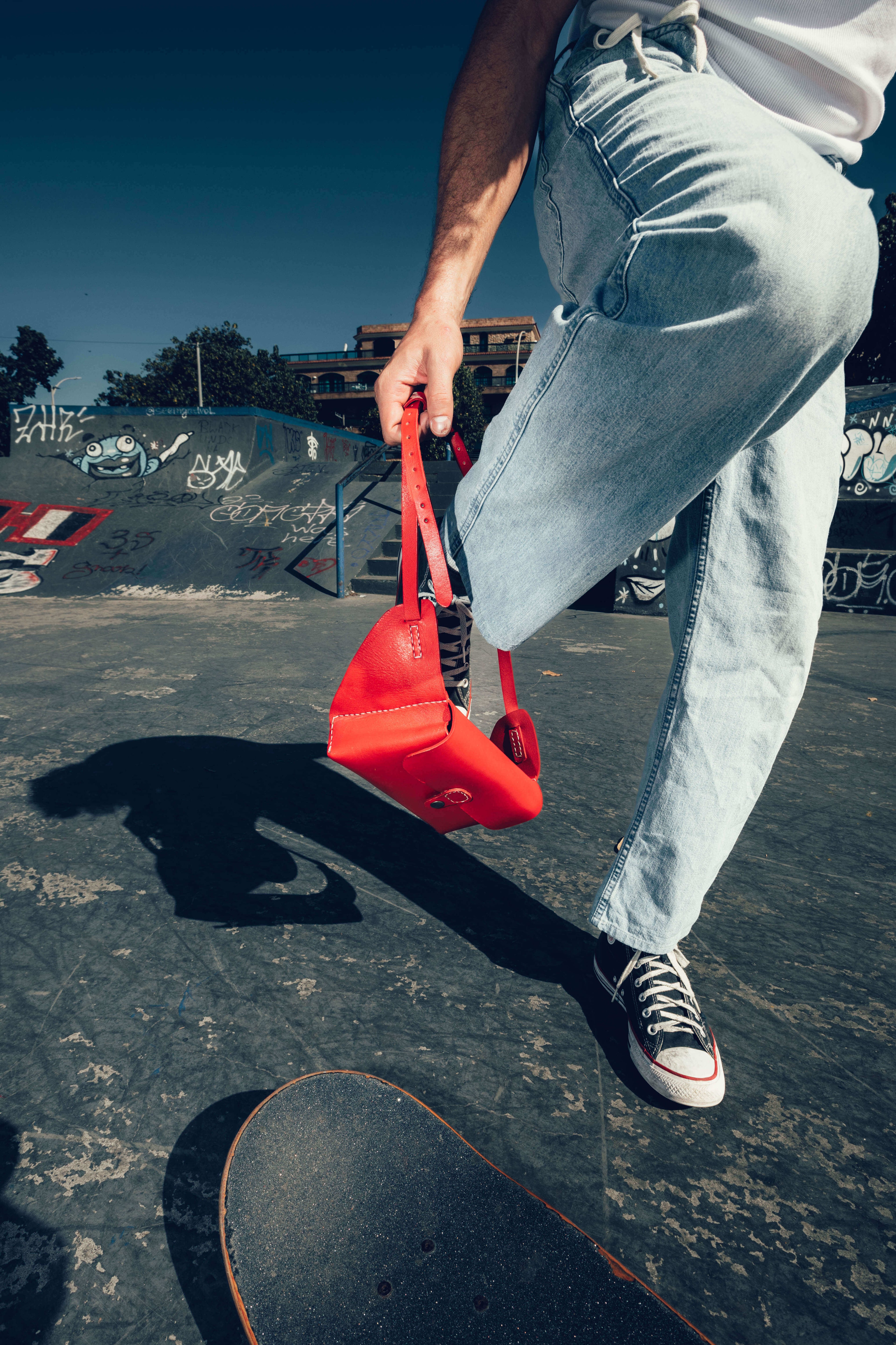 Leather Belt Bag Red