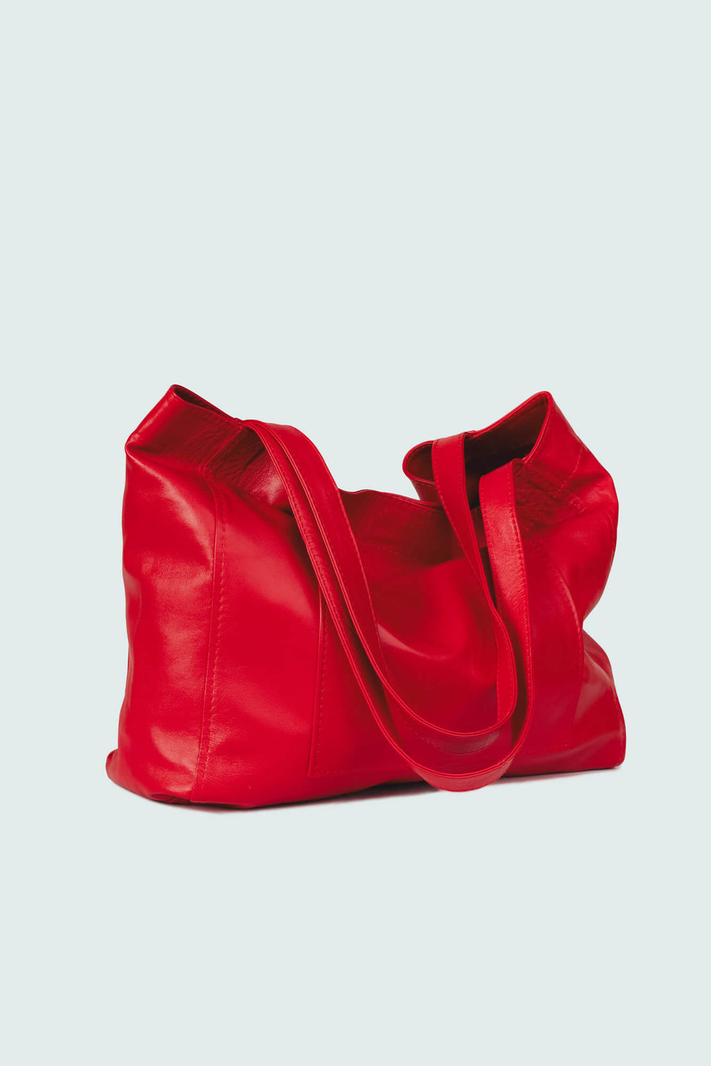 Soft Leather Maxi Tote Red