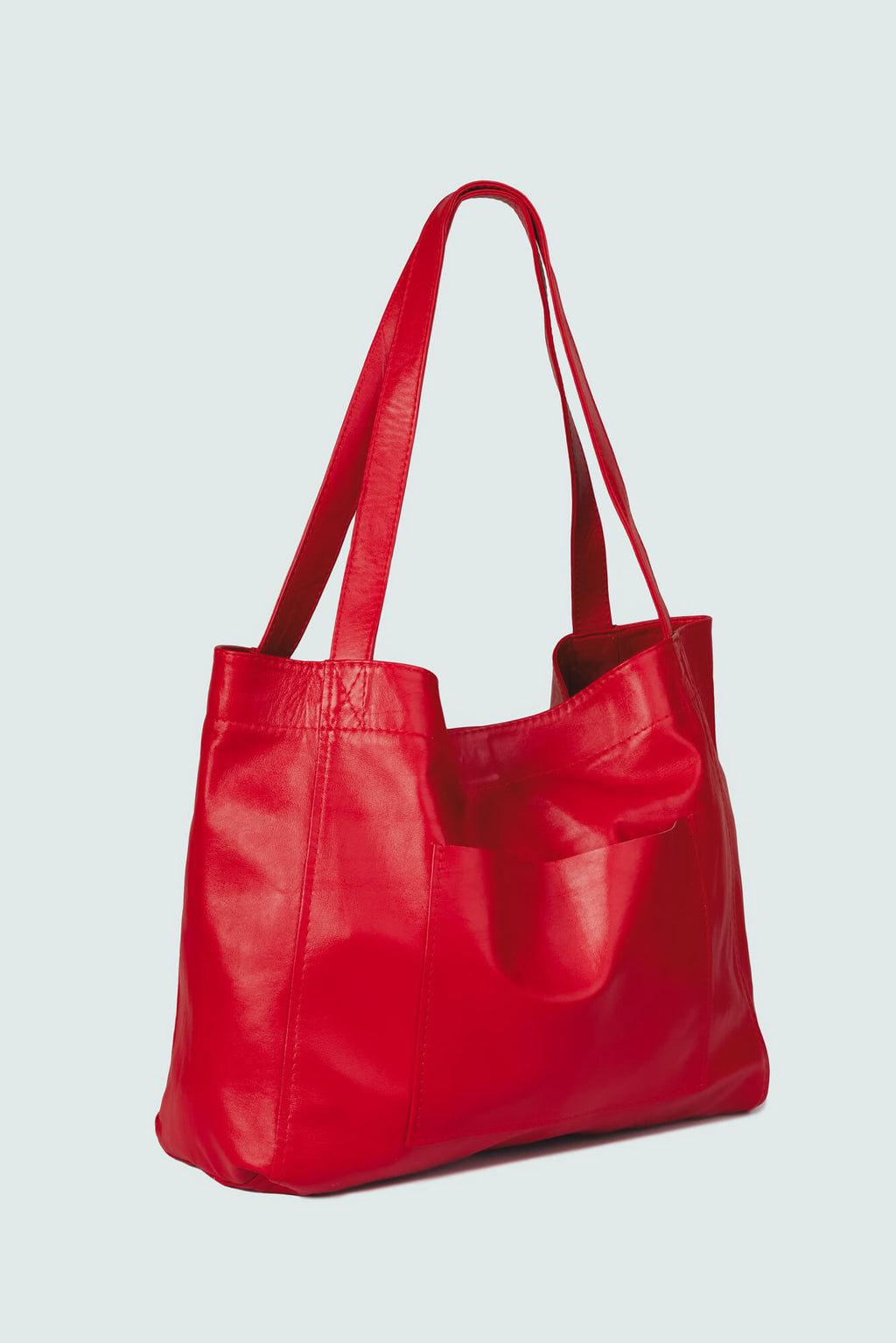 Soft Leather Maxi Tote Red