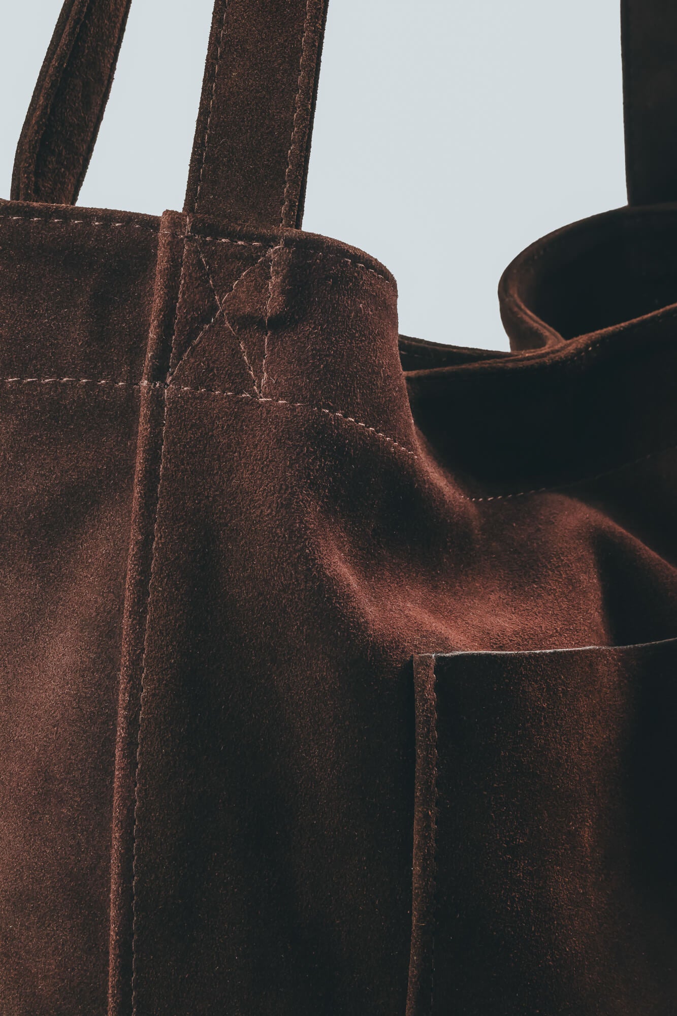 Suede Leather Maxi Tote Chestnut