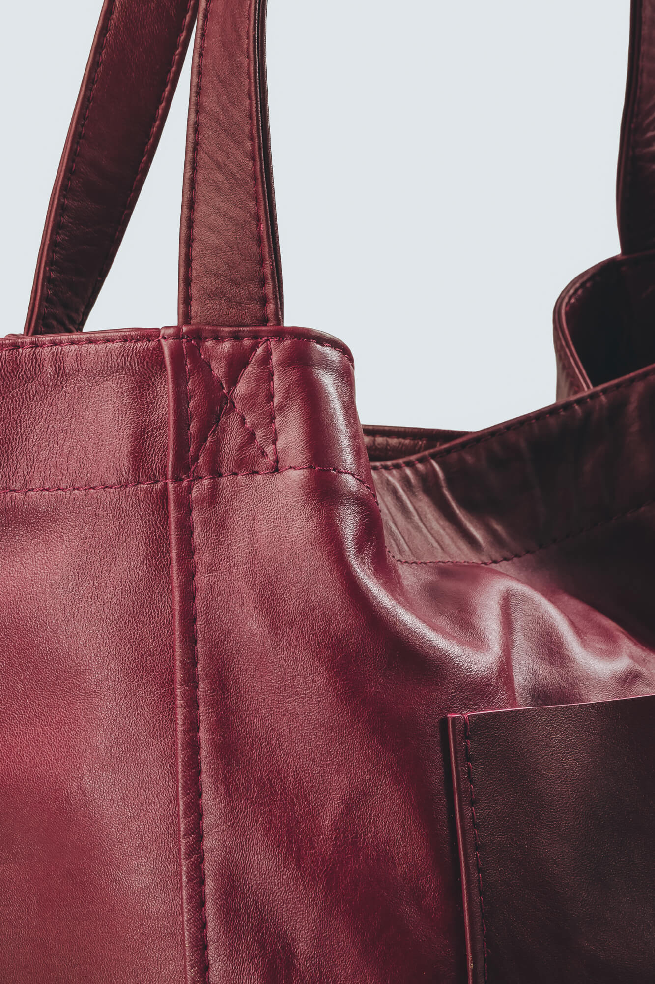 Soft Leather Maxi Tote Oxblood