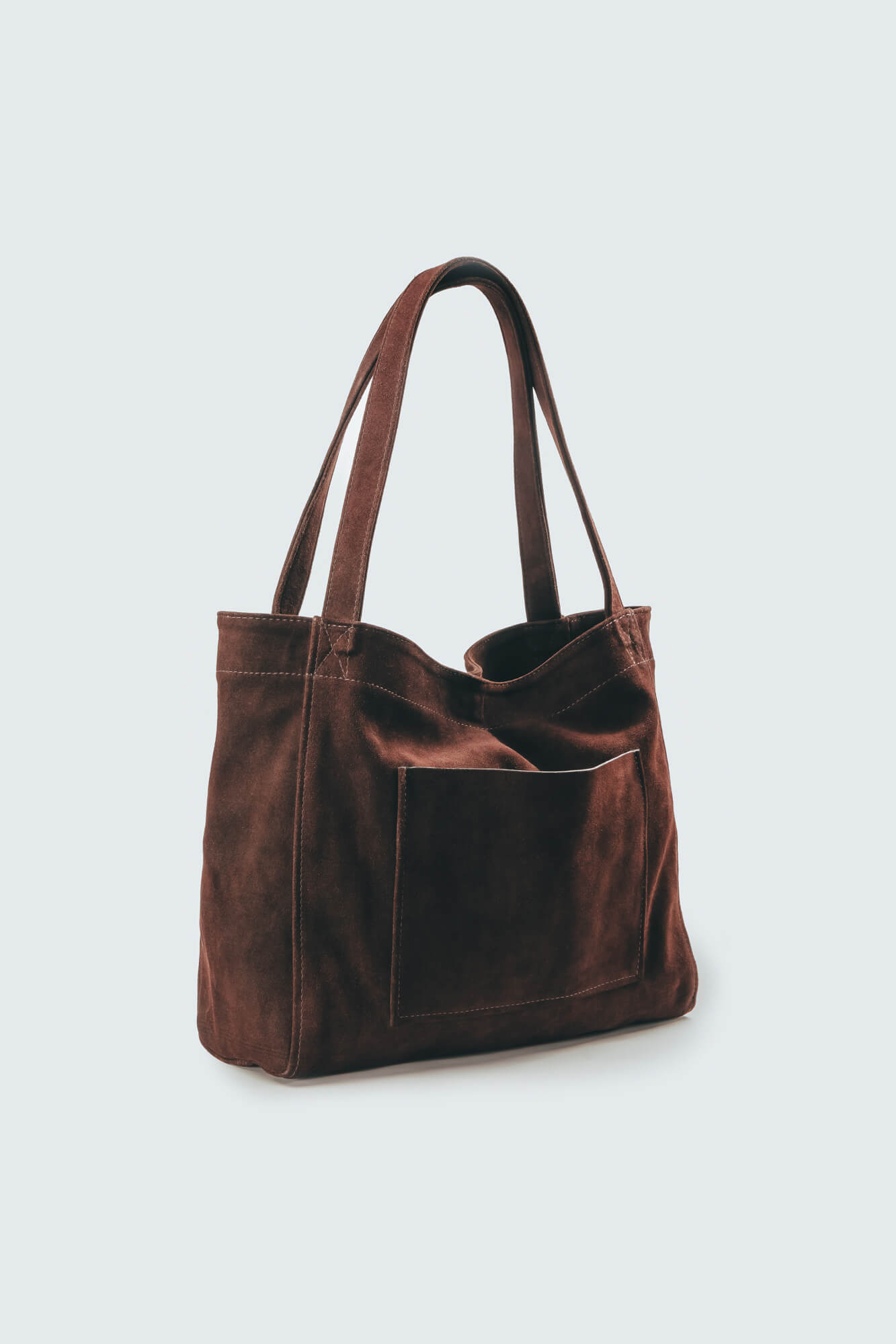 Suede Leather Maxi Tote Chestnut