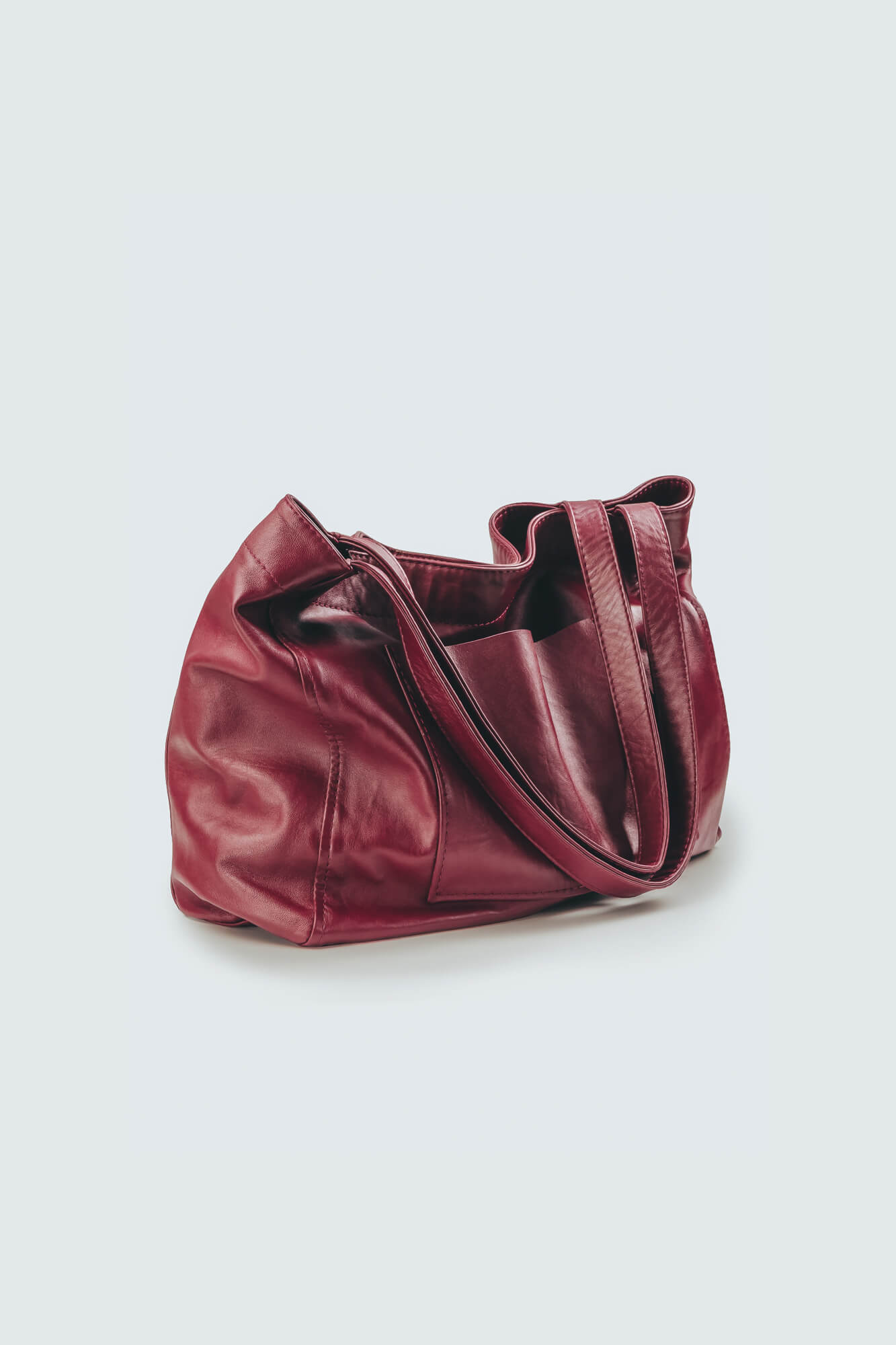 Soft Leather Maxi Tote Oxblood