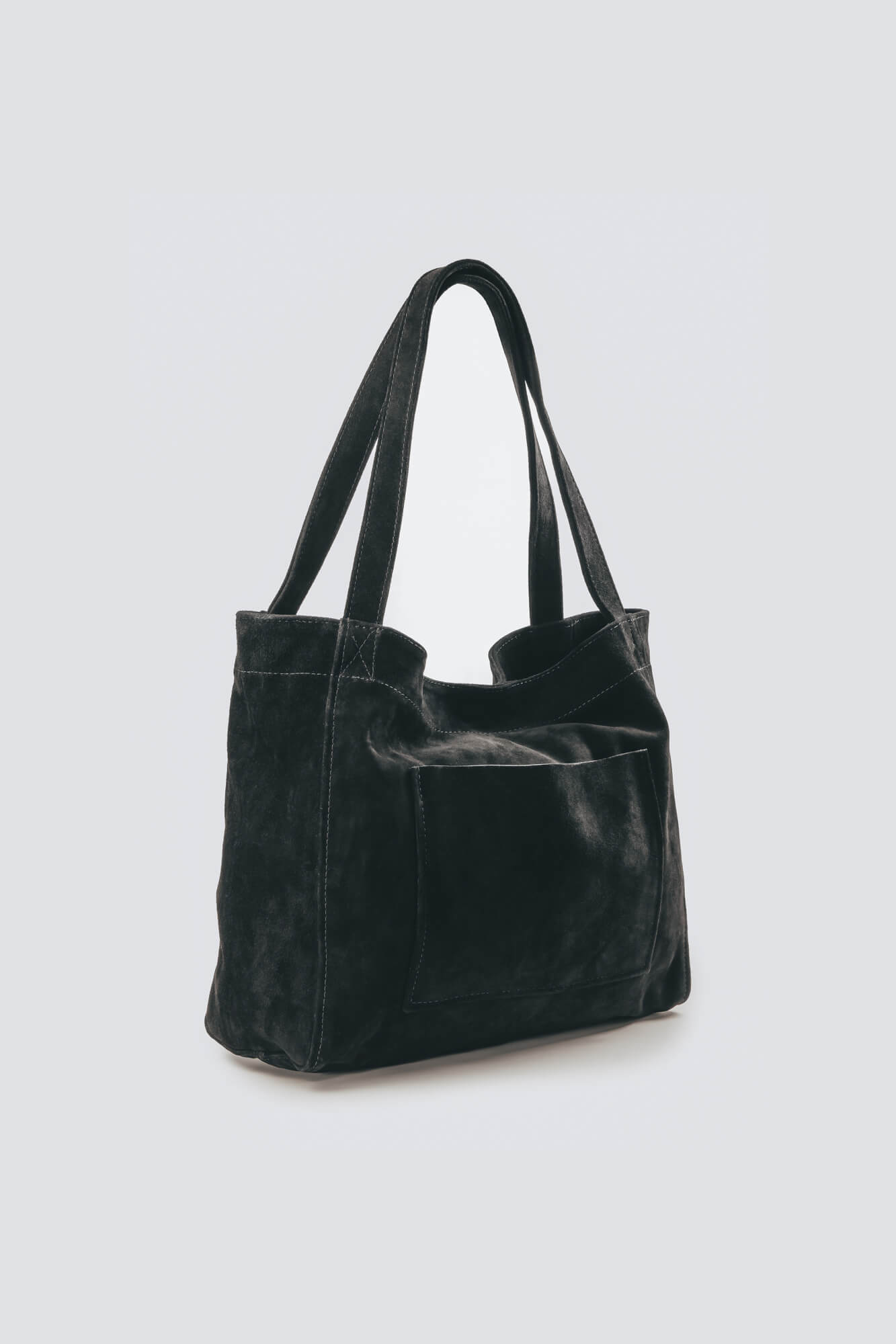 Suede Leather Maxi Tote Black