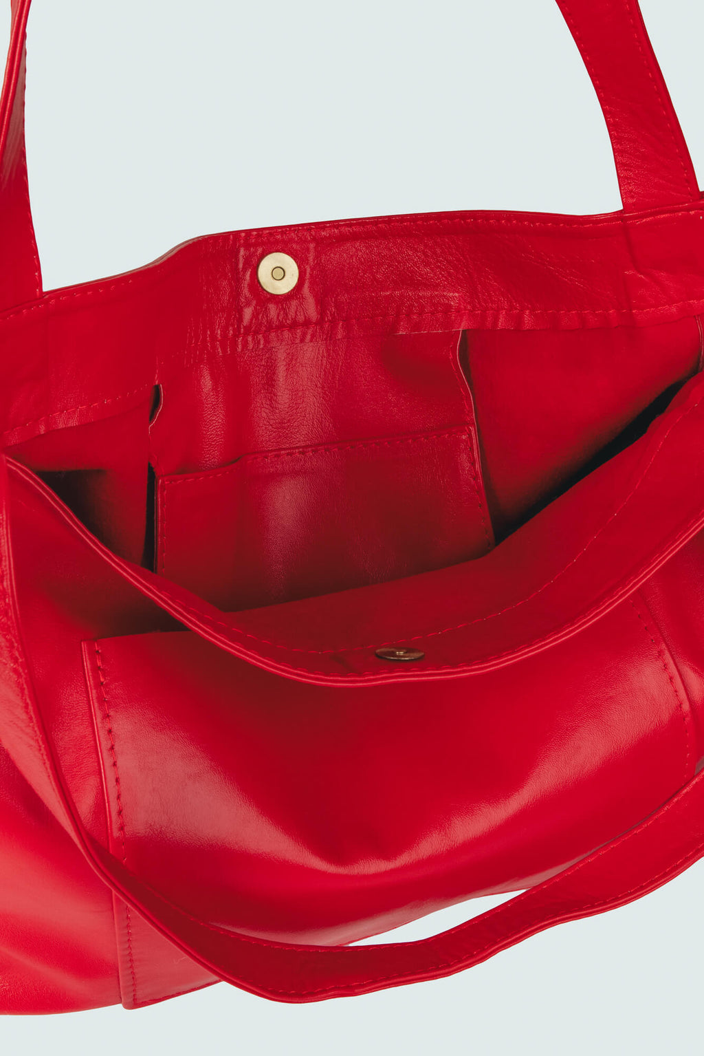 Soft Leather Maxi Tote Red