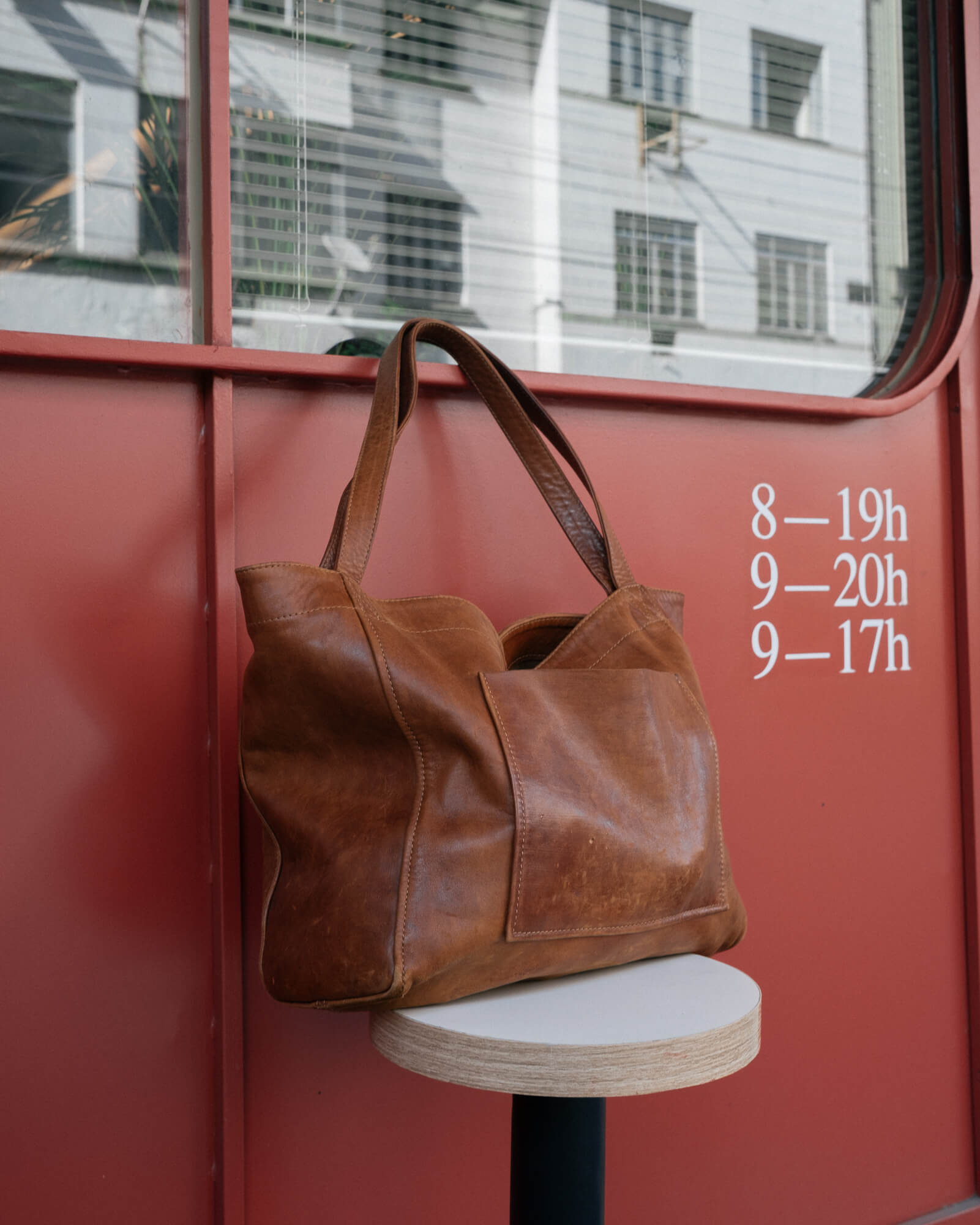 Soft Leather Maxi Tote Cognac