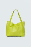 Soft Leather Maxi Tote Acid Green