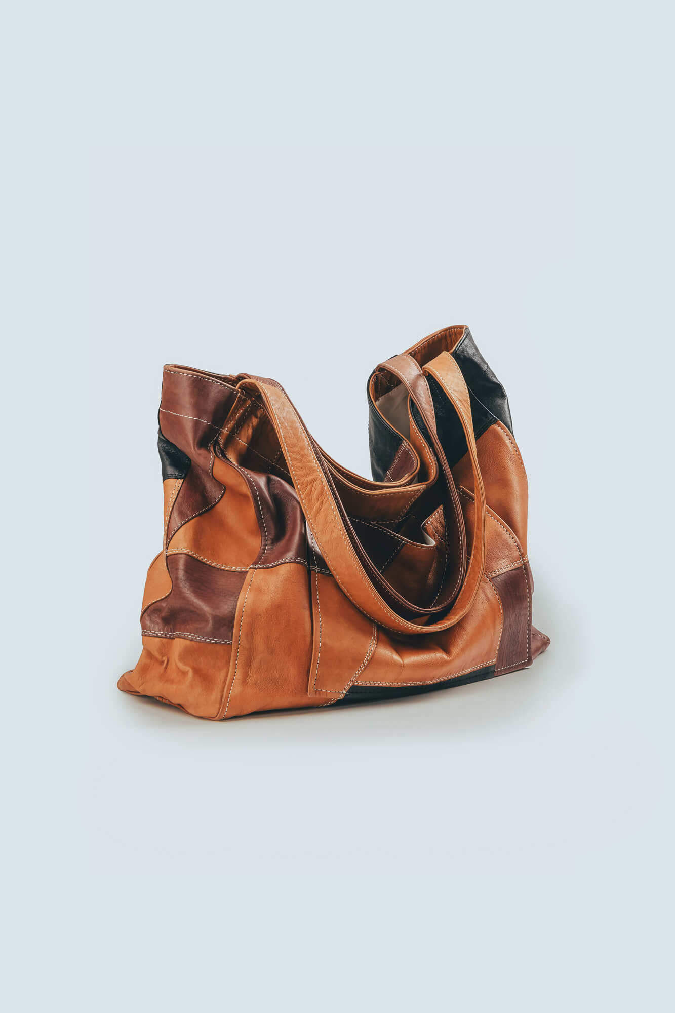 Up-cycled Patchwork Soft Leather Maxi Tote