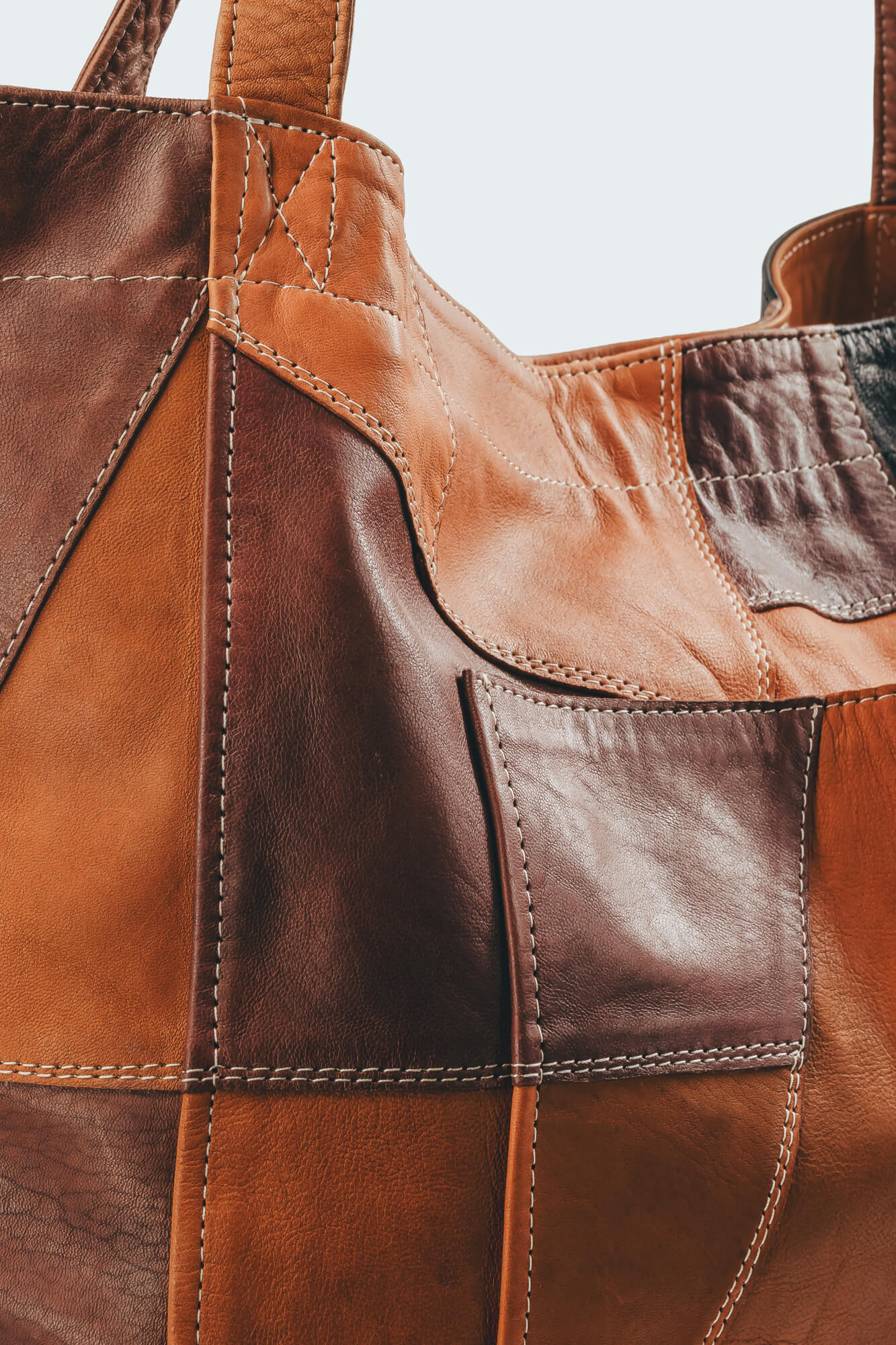 Up-cycled Patchwork Soft Leather Maxi Tote