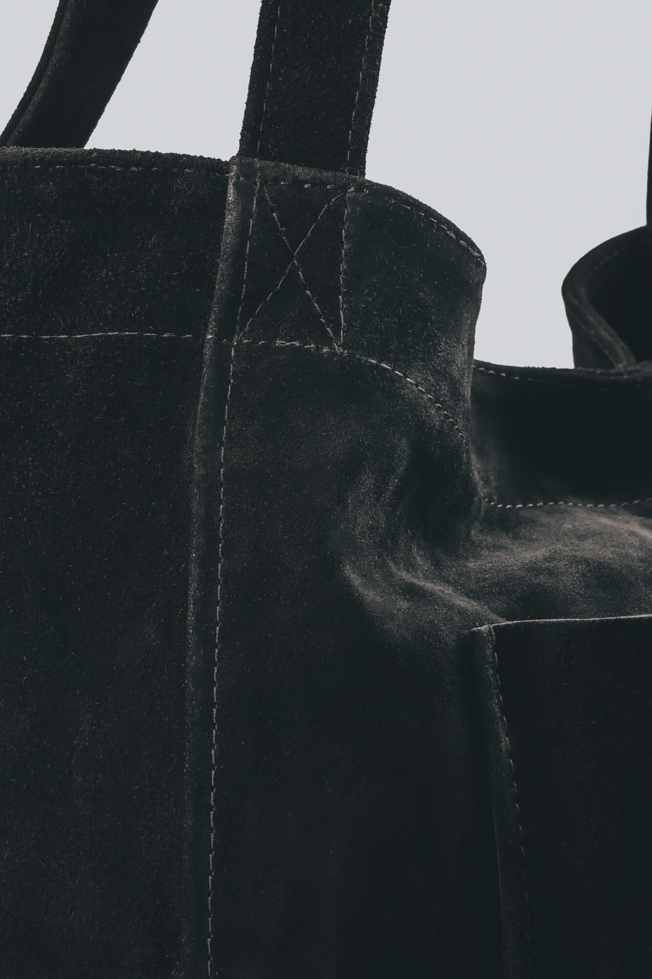 Suede Leather Maxi Tote Black