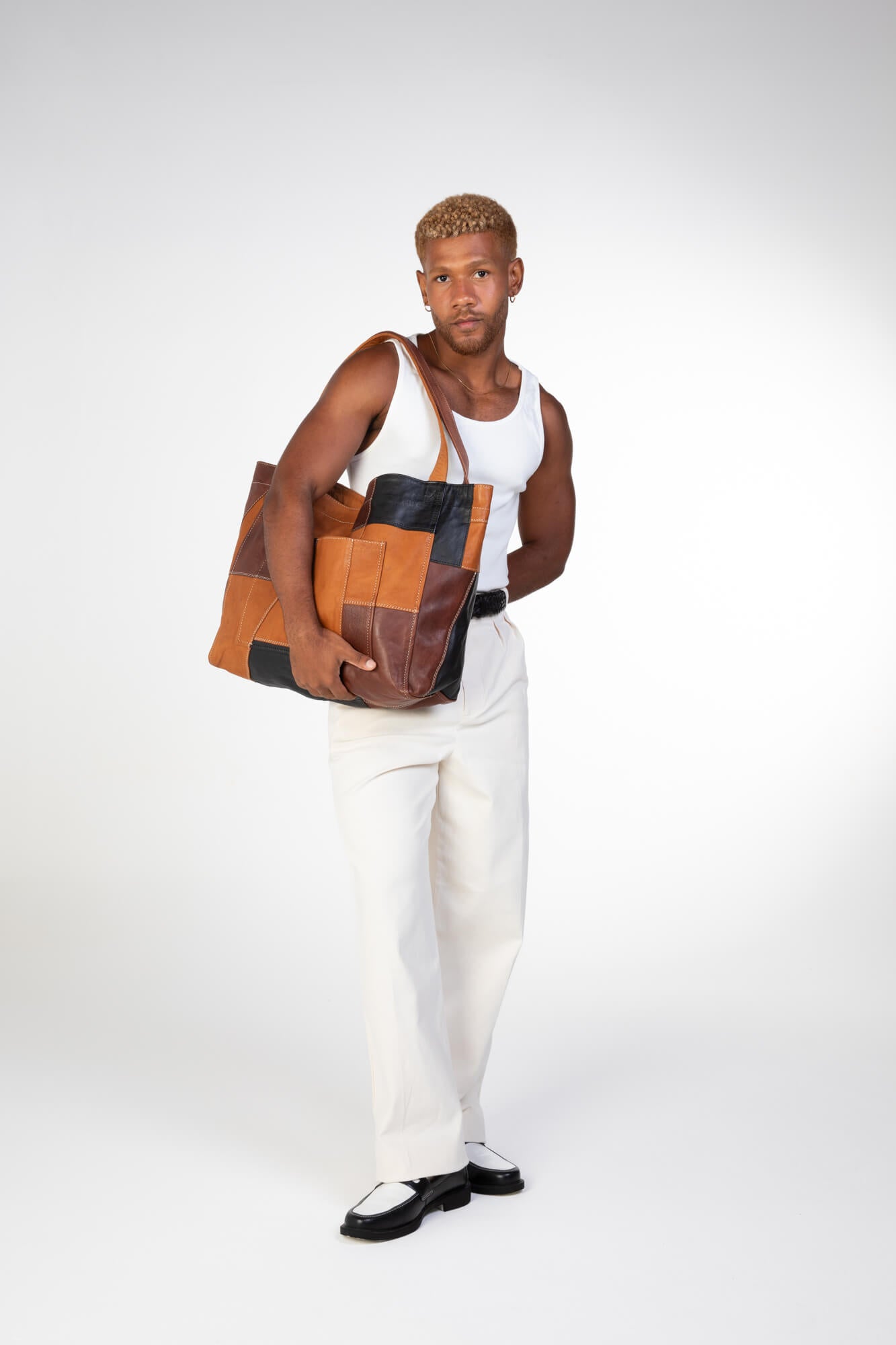 Up-cycled Patchwork Soft Leather Maxi Tote