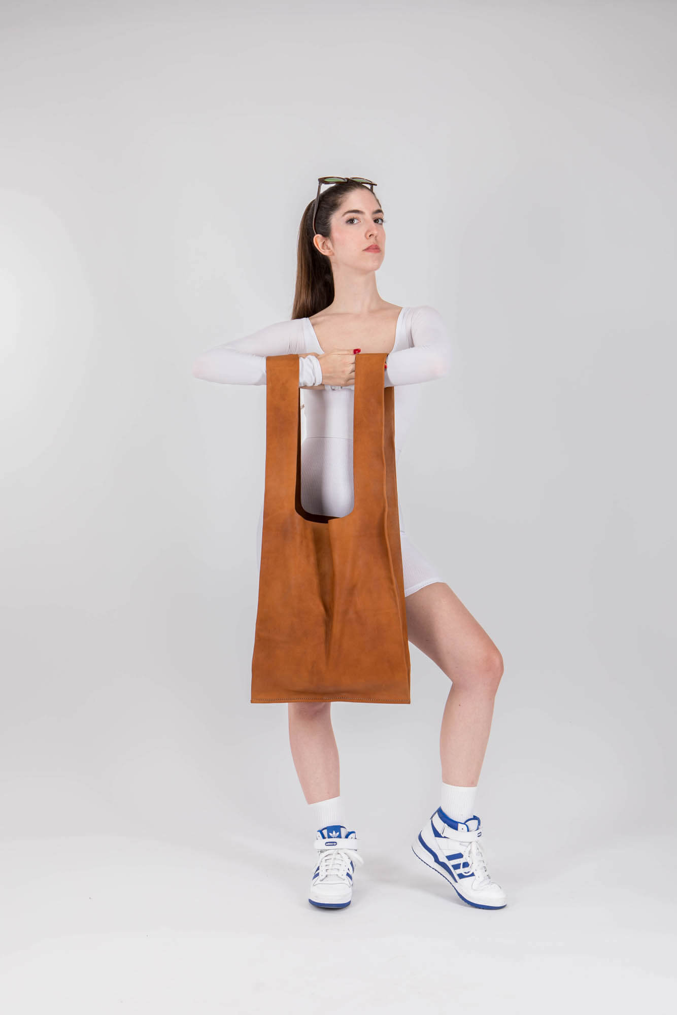 Soft Leather Maxi Market Bag Cognac