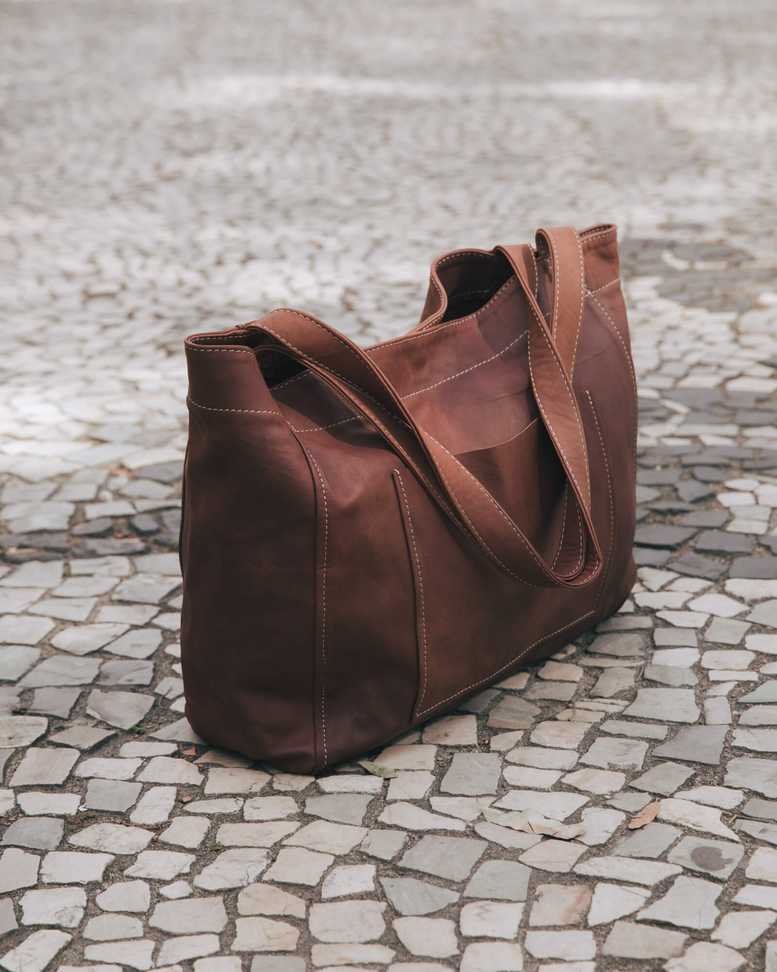 Soft Leather Maxi Tote Chestnut